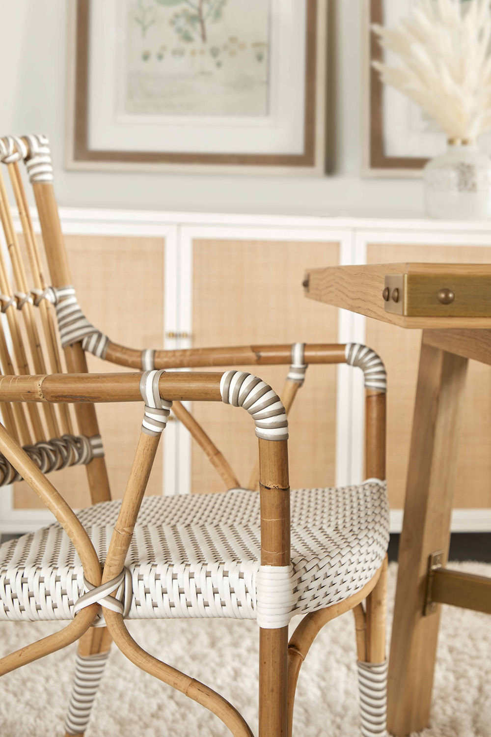 Essentials - The Hamptons Tulum Arm Chair, Set of 2 in White Stone Synthetic