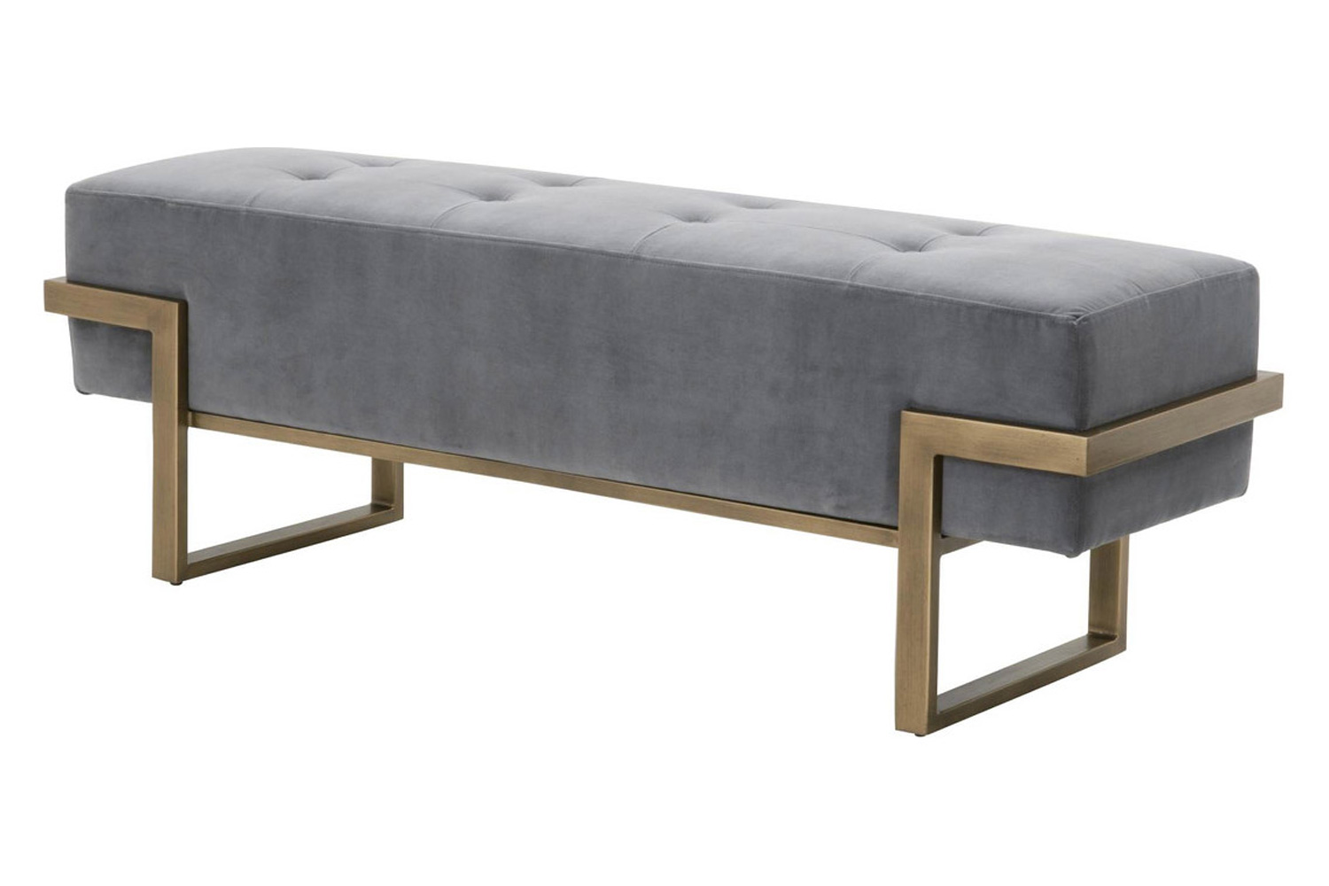 Essentials - District Fiona Upholstered Bench in Blush Gray Velvet