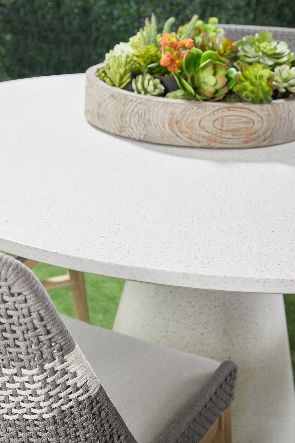 Essentials - District Monterey 55" Round Dining Table in Ivory Terrazzo Concrete