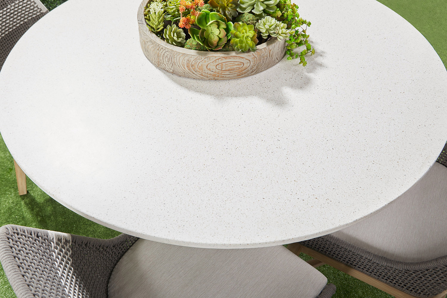 Essentials - District Monterey 55" Round Dining Table in Ivory Terrazzo Concrete