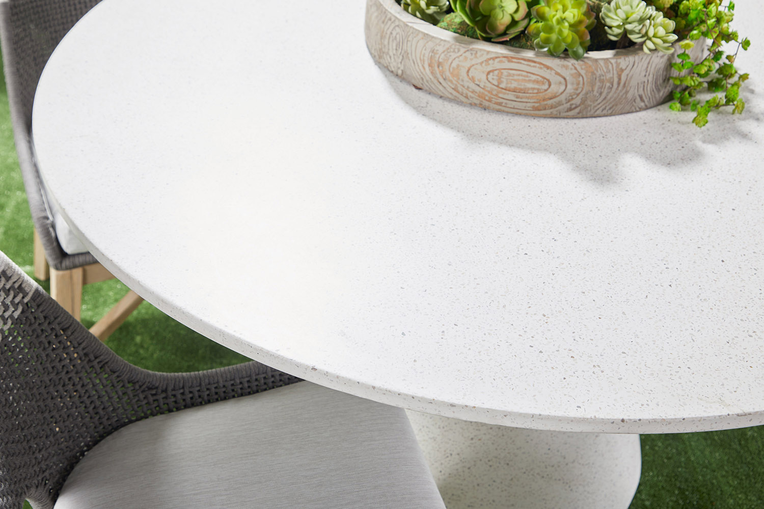 Essentials - District Monterey 55" Round Dining Table in Ivory Terrazzo Concrete