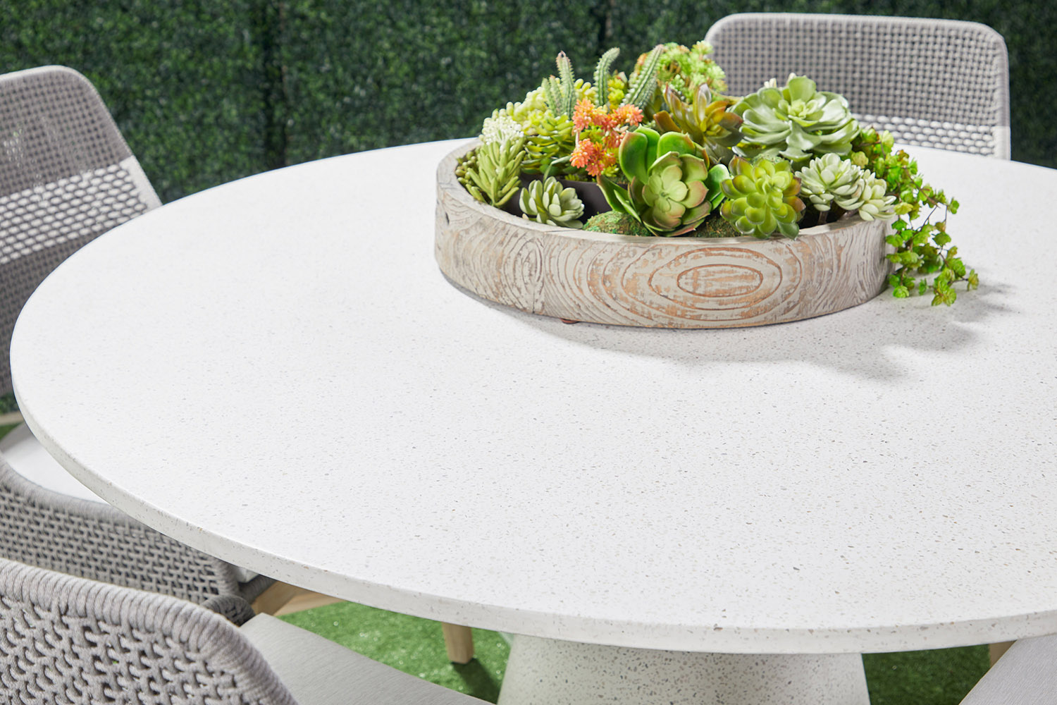 Essentials - District Monterey 55" Round Dining Table in Ivory Terrazzo Concrete