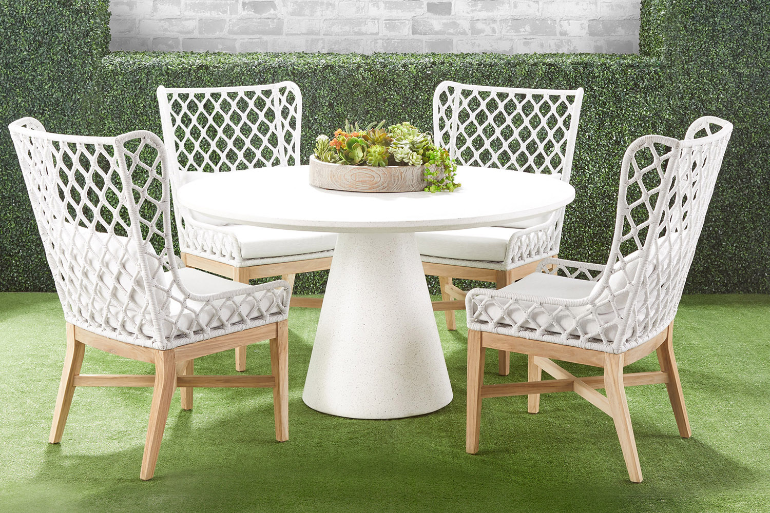 Essentials - District Monterey 55" Round Dining Table in Ivory Terrazzo Concrete