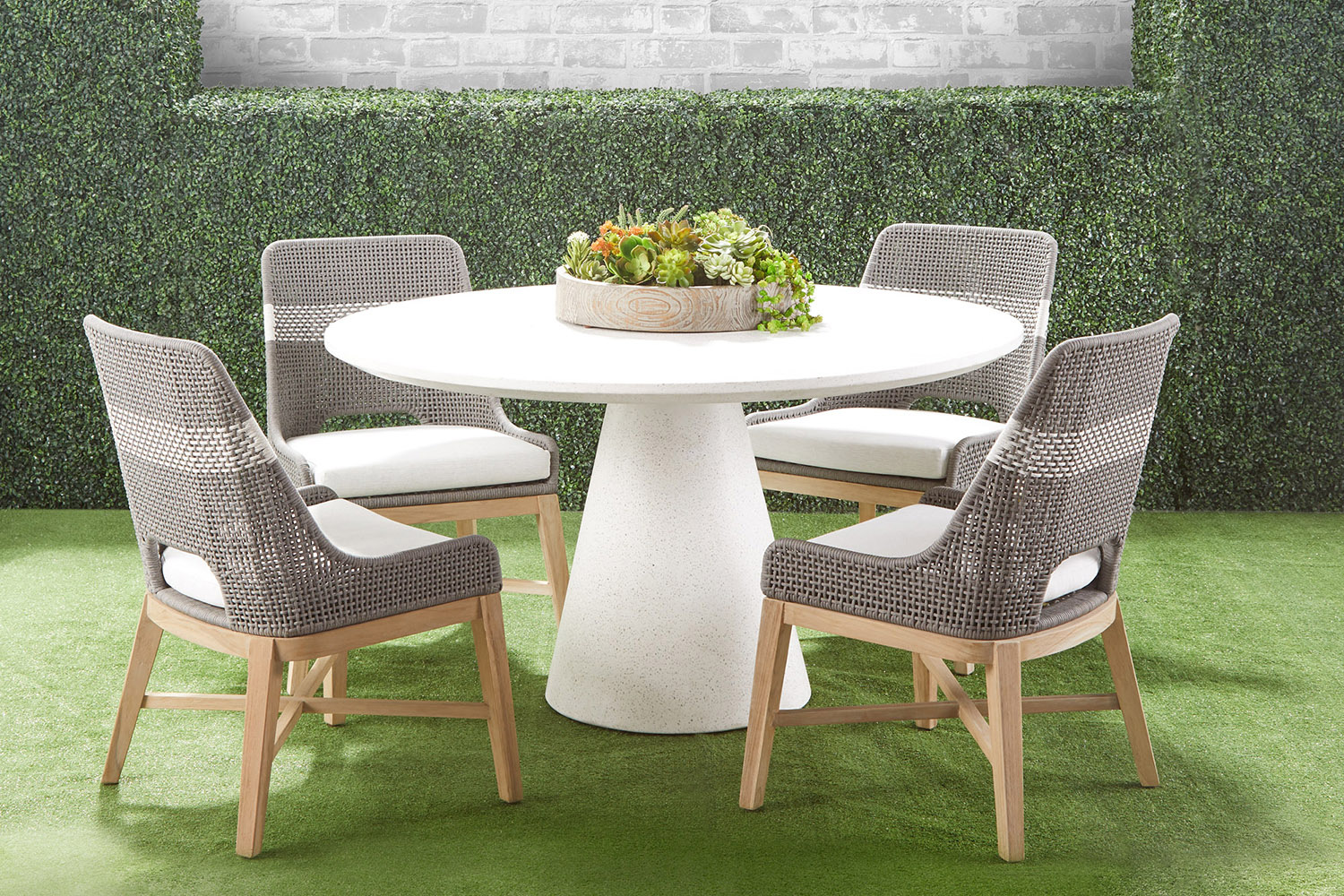 Essentials - District Monterey 55" Round Dining Table in Ivory Terrazzo Concrete