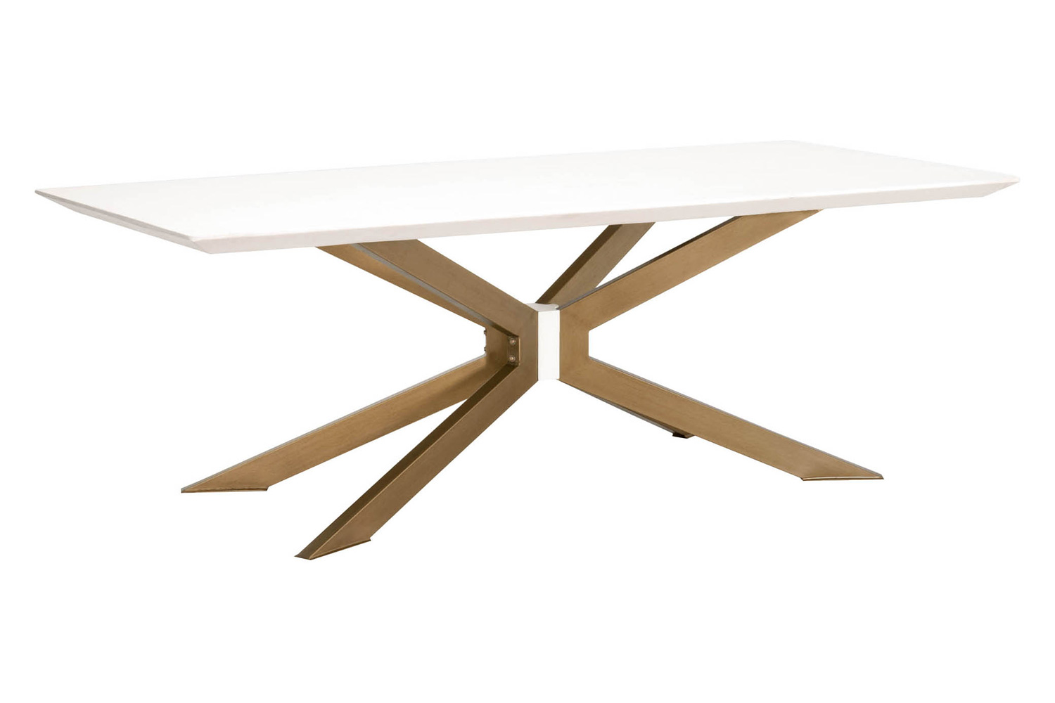 Essentials District Industry Rectangle Dining Table - Ivory Concrete Brass