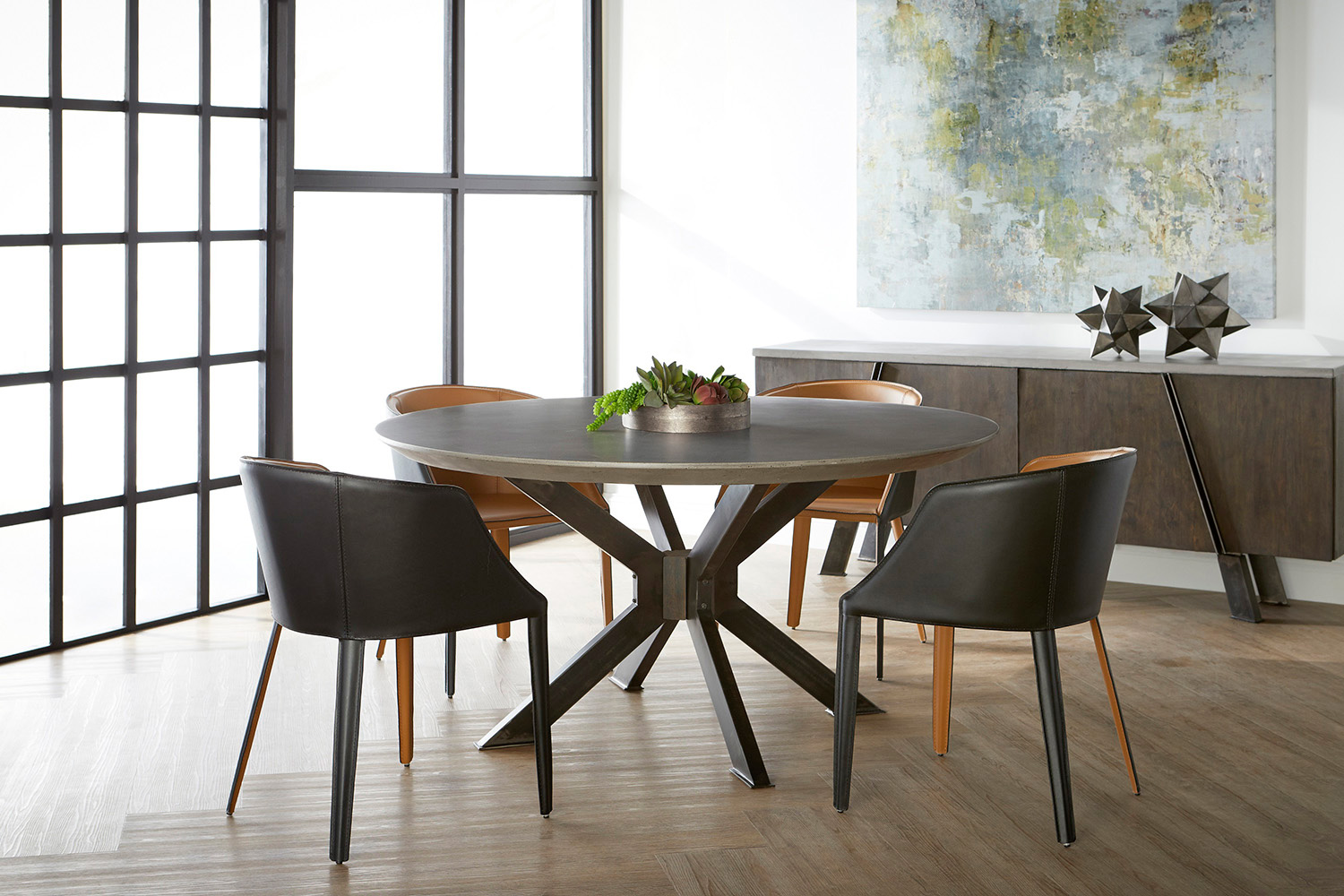 Essentials District Industry 60" Round Dining Table - Ash Grey