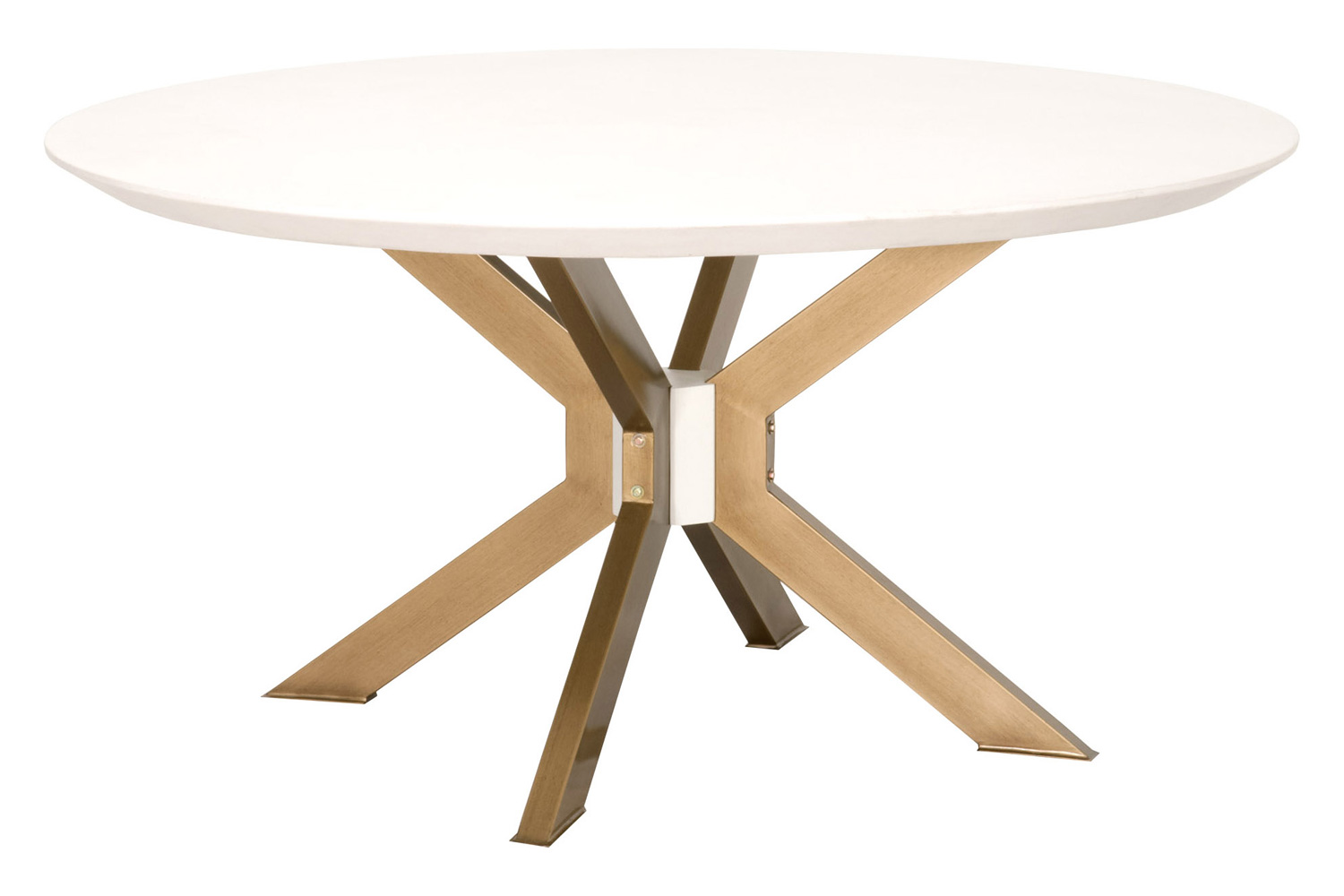 Essentials District Industry 60" Round Dining Table - Ivory Concrete Brass