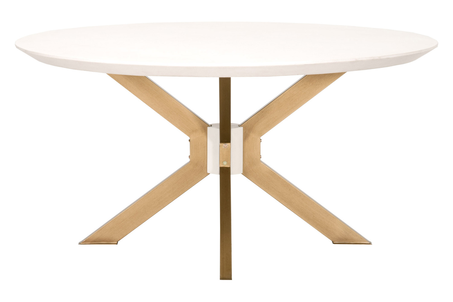 Essentials District Industry 60" Round Dining Table - Ivory Concrete Brass