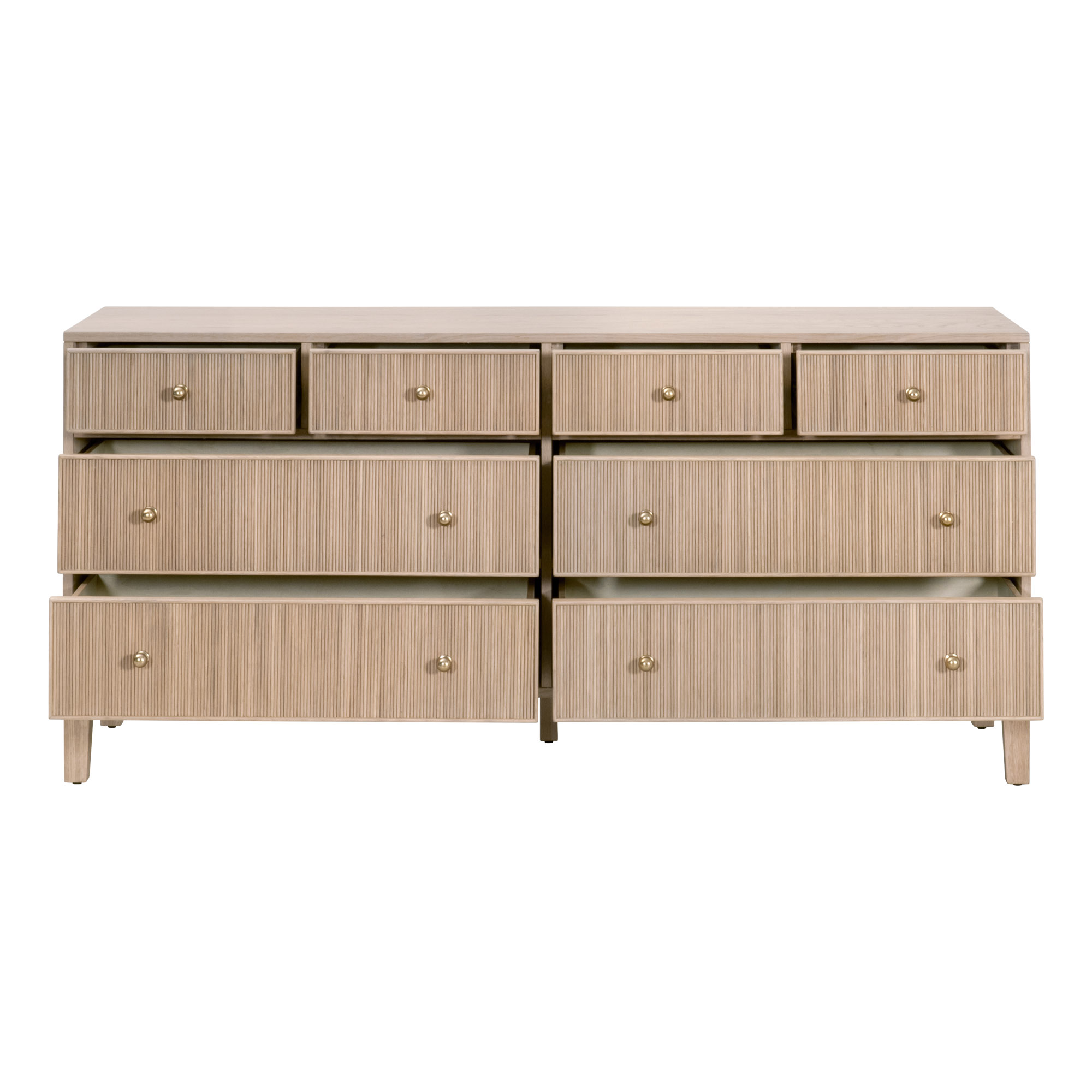 Essentials - Highland 8-Drawer Double Dresser in Natural Oak