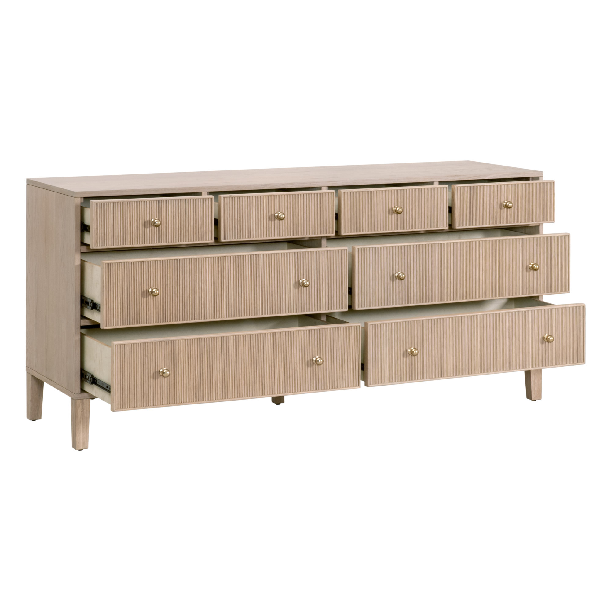 Essentials - Highland 8-Drawer Double Dresser in Natural Oak