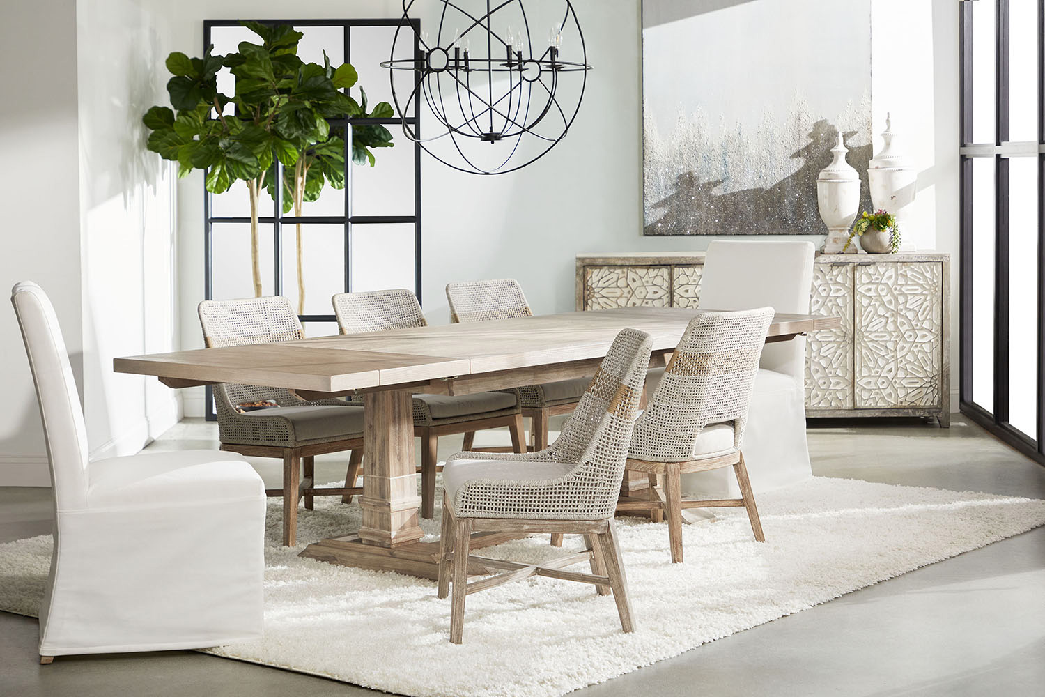 Essentials - Traditions Hudson Extension Dining Table in Natural Gray