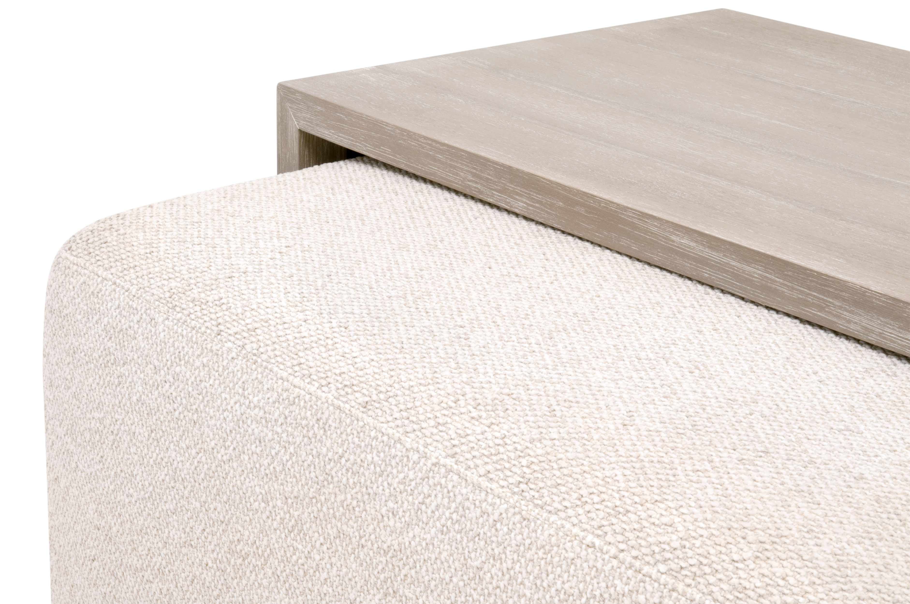 Essentials - Traditions Dovetail Upholstered Coffee Table in LiveSmart Gellar-Linen, Natural Gray Acacia