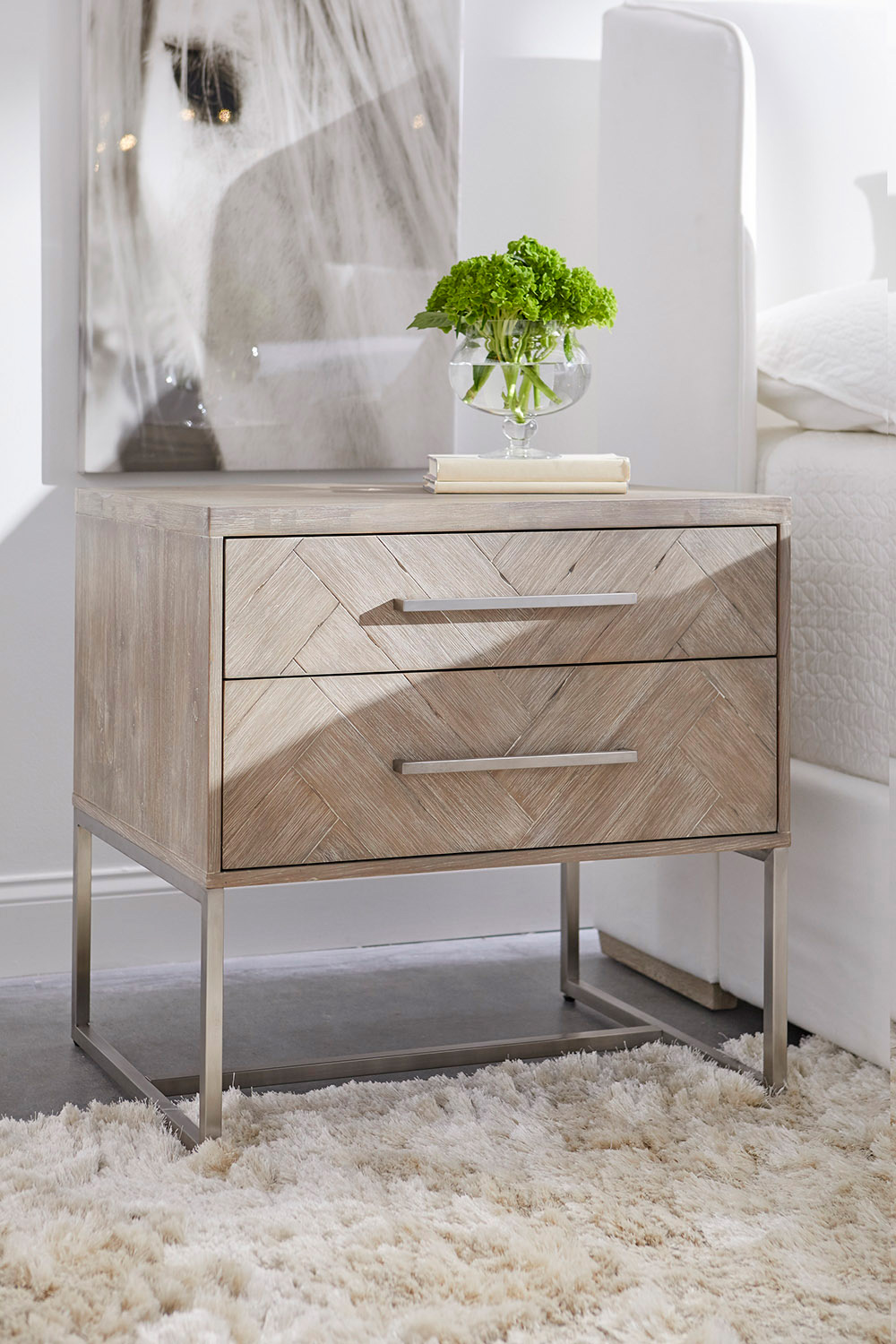 Essentials Traditions Mosaic 2-Drawer Nightstand - Natural Gray