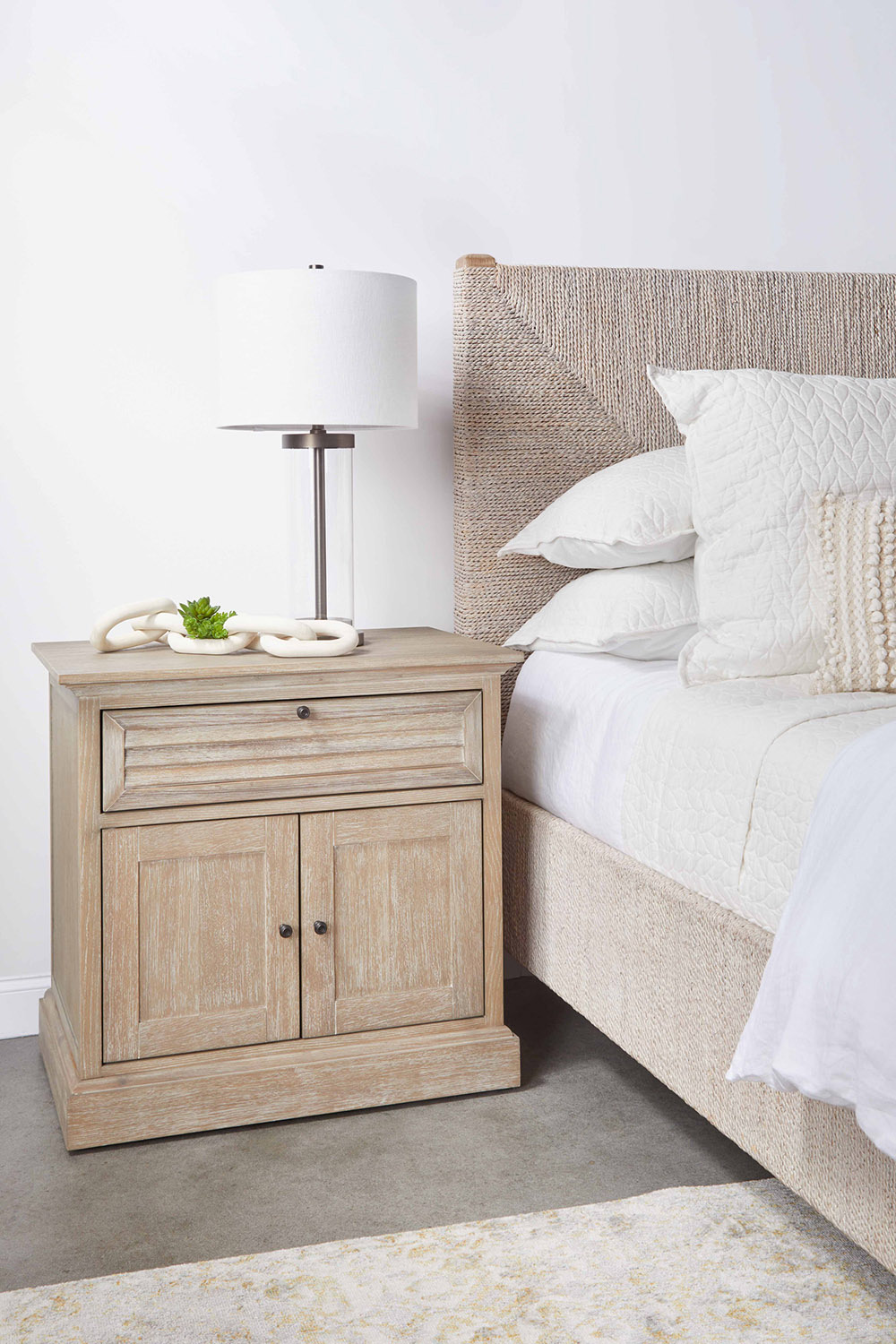 Essentials - Traditions Eden 1-Drawer 2-Door Nightstand in Natural Gray Acacia