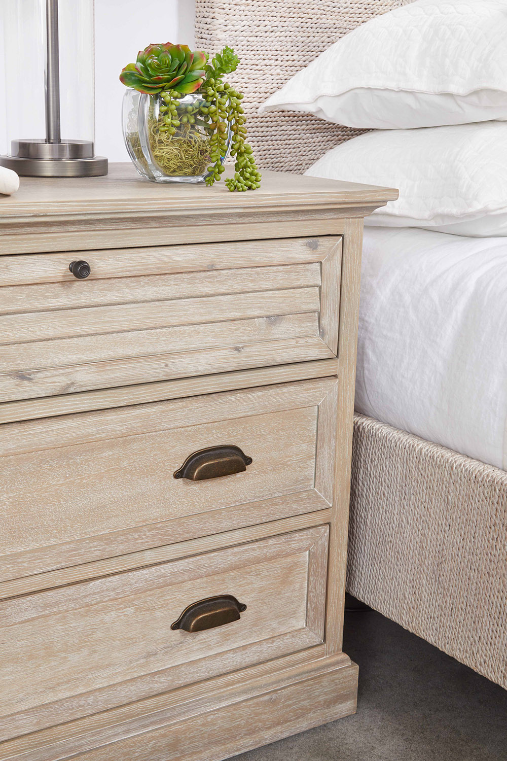 Essentials - Traditions Eden 3-Drawer Nightstand in Natural Gray Acacia