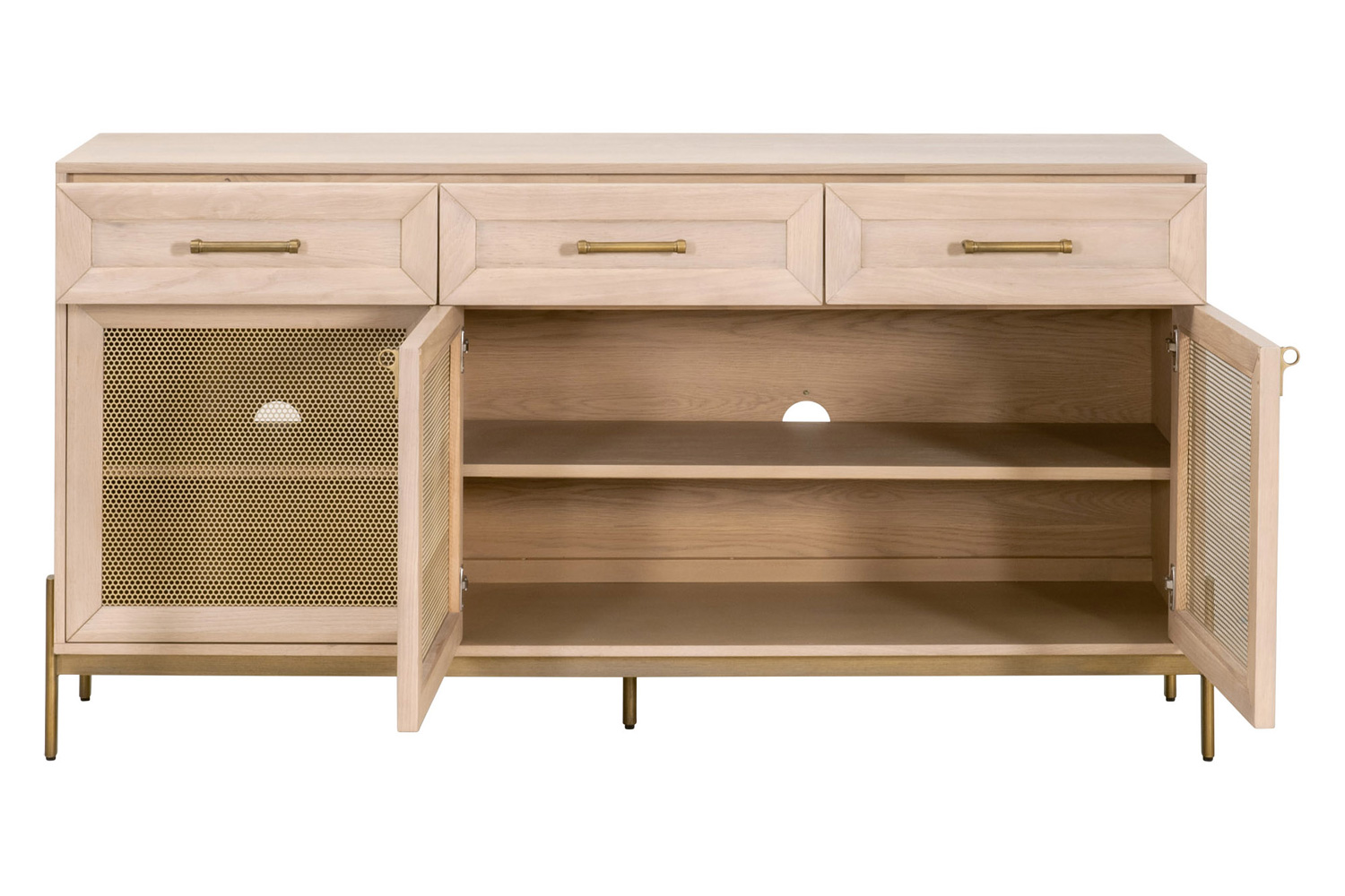 Essentials - Traditions Dwell Media Sideboard in Light Honey Oak