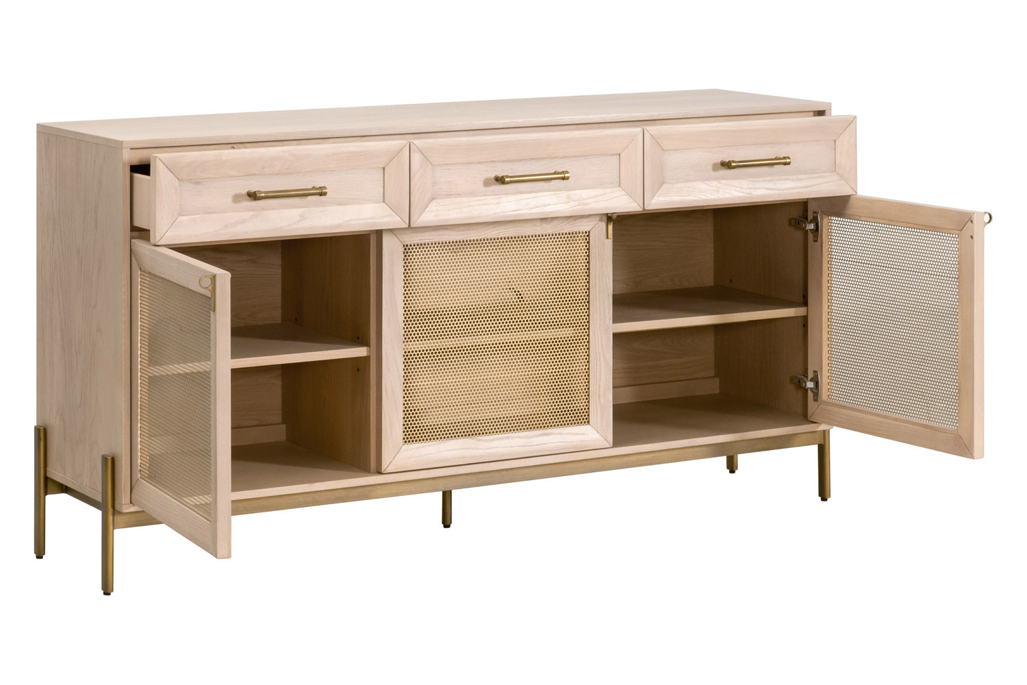 Essentials - Traditions Dwell Media Sideboard in Light Honey Oak