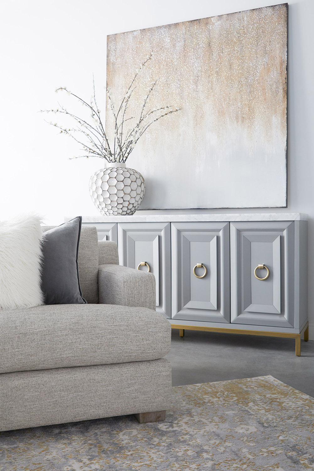 Essentials Traditions Azure Carrera Media Sideboard - Dove Gray