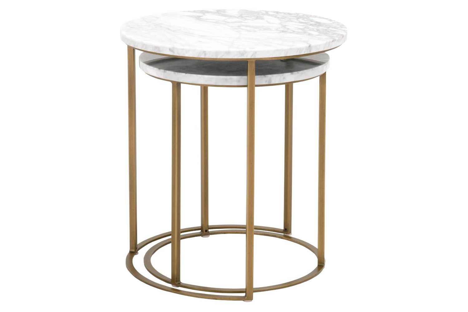 Essentials - Traditions Carrera Round Nesting Accent Table in Brushed Gold