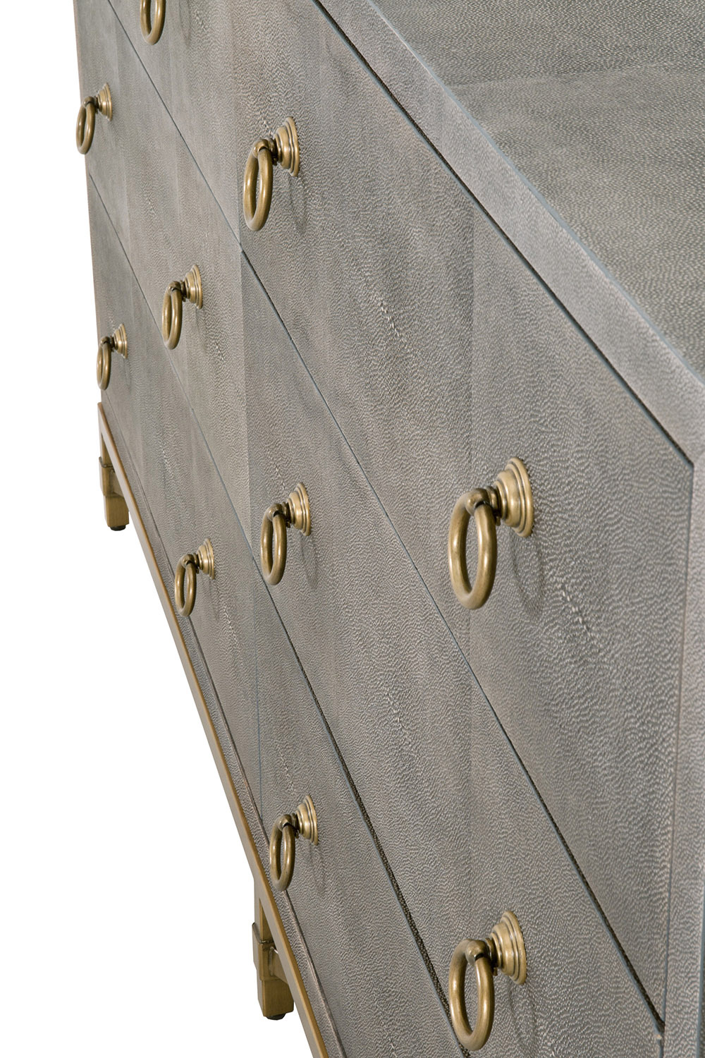 Essentials Traditions Strand Shagreen 6-Drawer Double Dresser - Gray Shagreen, Brushed Gold