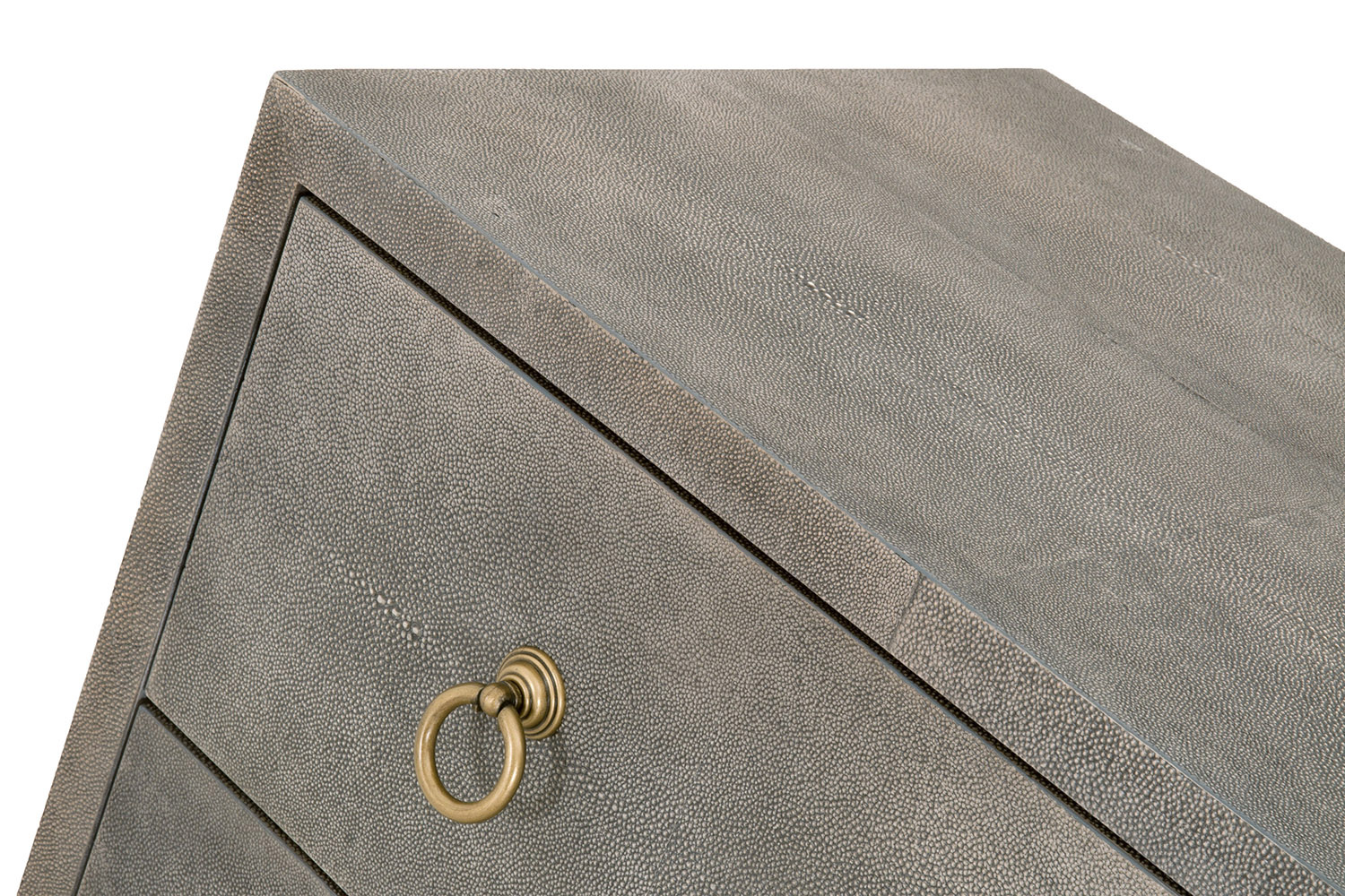 Essentials Traditions Strand Shagreen 6-Drawer Double Dresser - Gray Shagreen, Brushed Gold