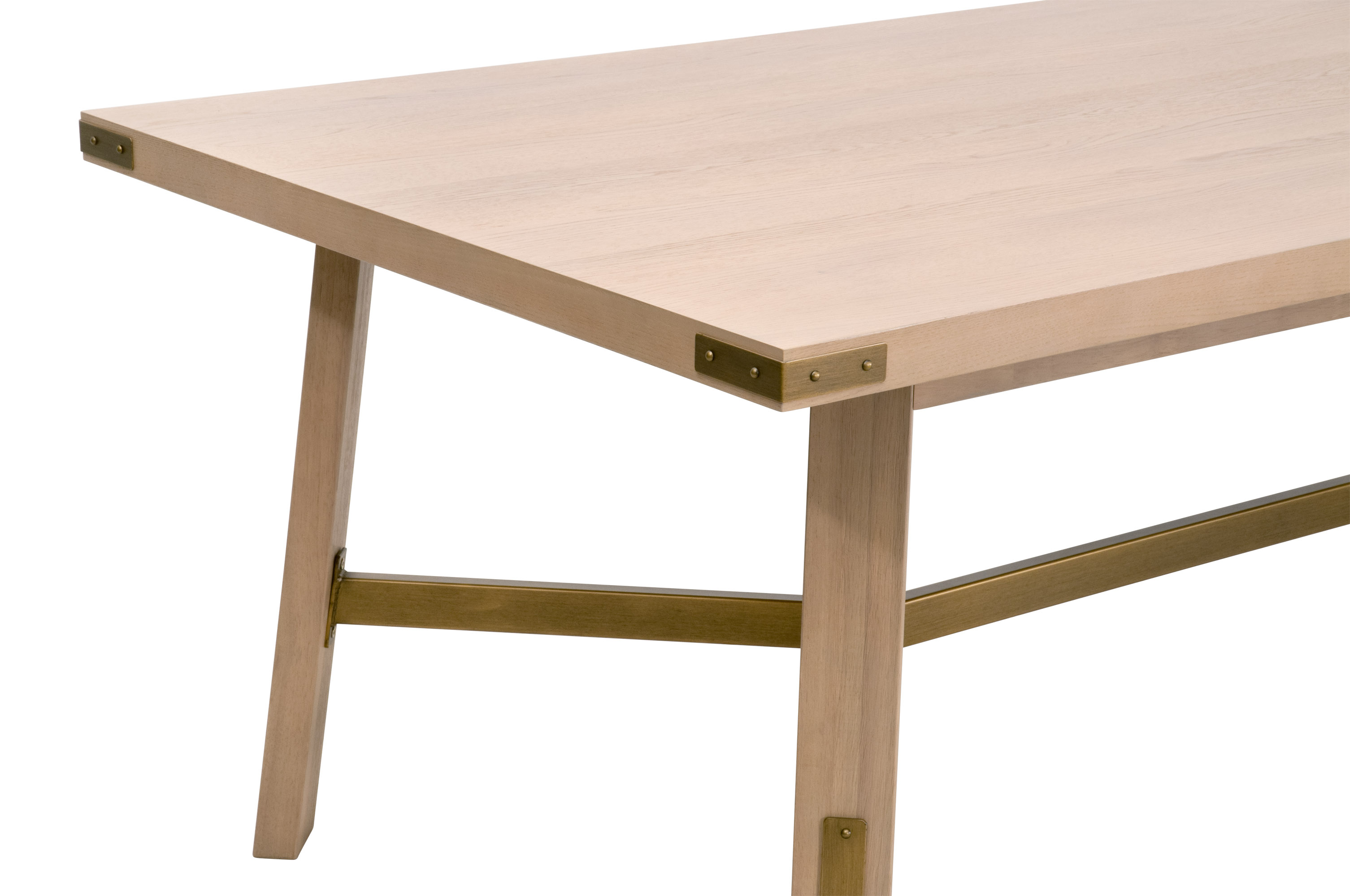 Essentials - Klein Rectangular Dining Table in Light Honey Oak, Brushed Gold