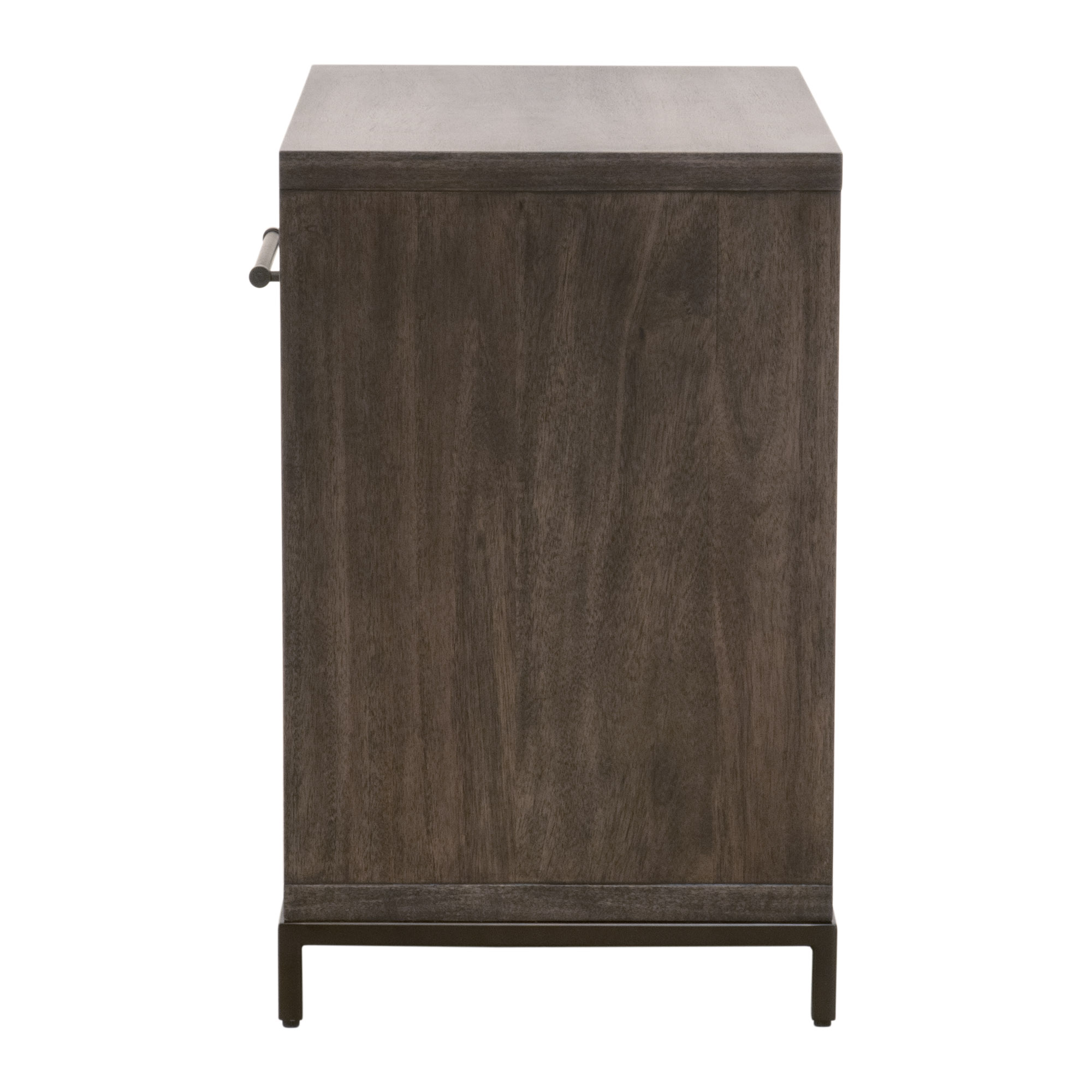 Essentials - Wrenn 1-Drawer Nightstand in Burnished Brown Acacia, Matte White, Antique Bronze