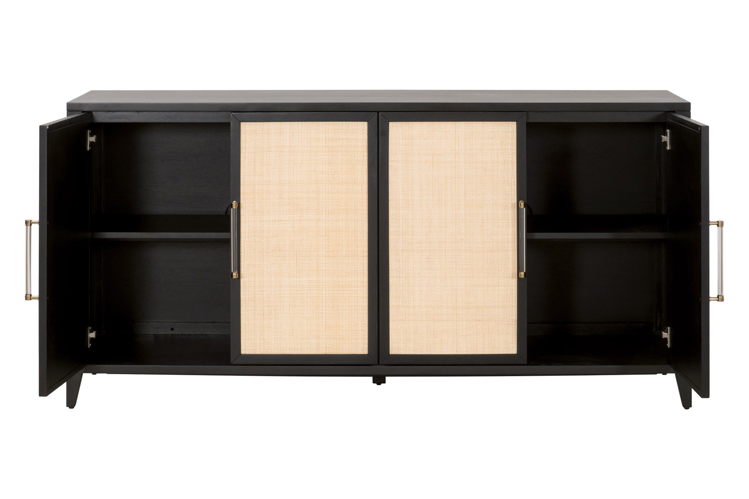 Essentials Traditions Holland Media Sideboard - Brushed Black Natural Rattan