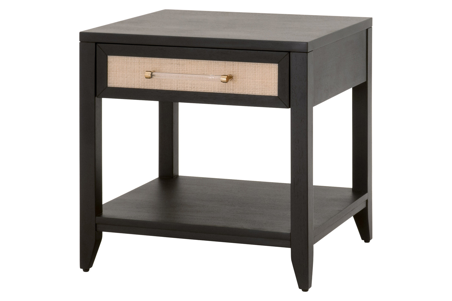 Essentials Traditions Holland 1-Drawer Side Table - Brushed Black Natural Rattan