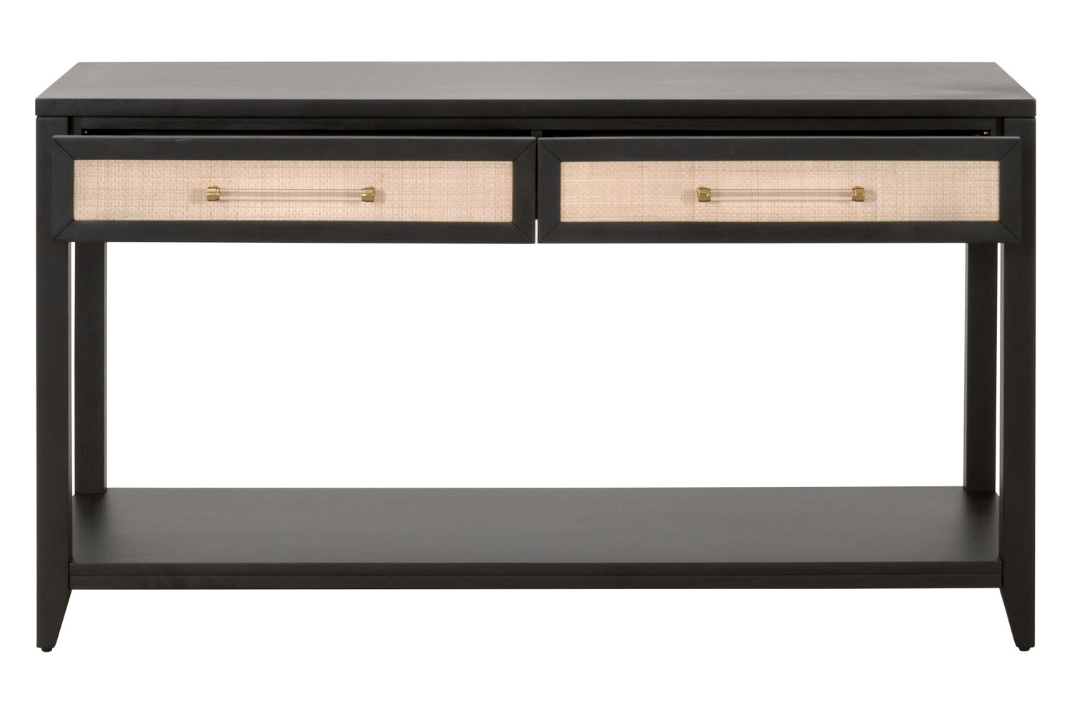 Essentials Traditions Holland 2-Drawer Console Table - Brushed Black Natural Rattan