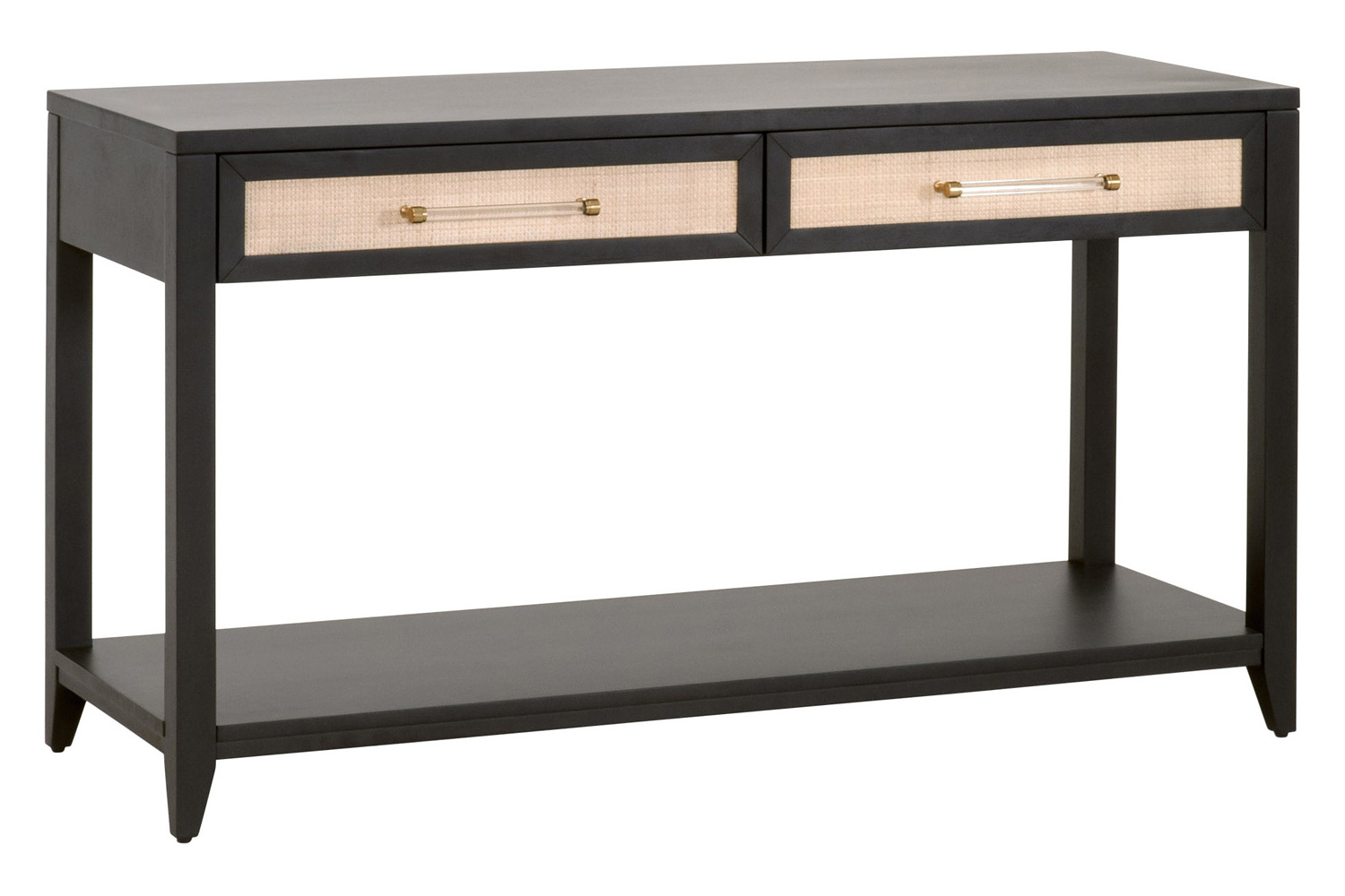 Essentials Traditions Holland 2-Drawer Console Table - Brushed Black Natural Rattan