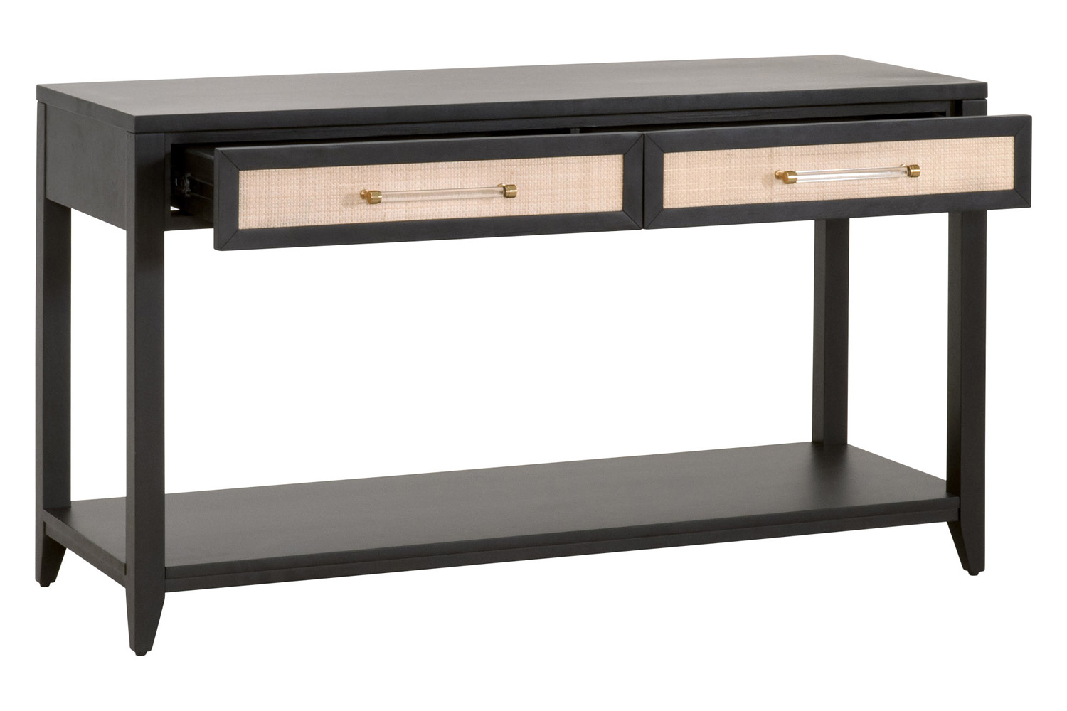 Essentials Traditions Holland 2-Drawer Console Table - Brushed Black Natural Rattan