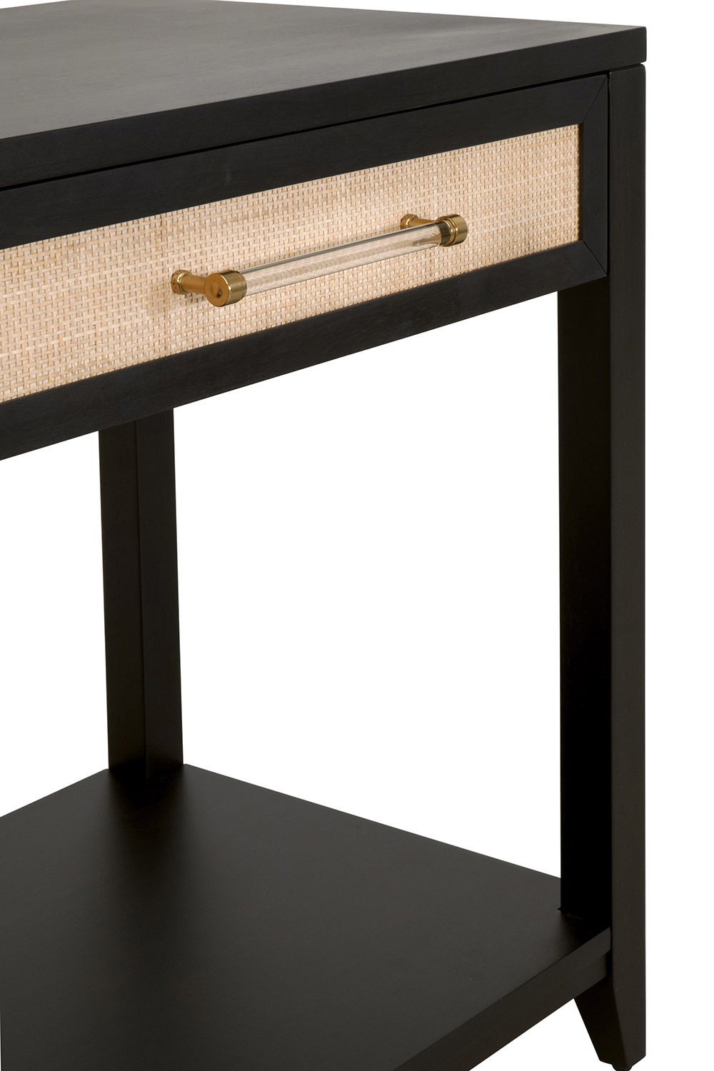 Essentials Traditions Holland 2-Drawer Console Table - Brushed Black Natural Rattan