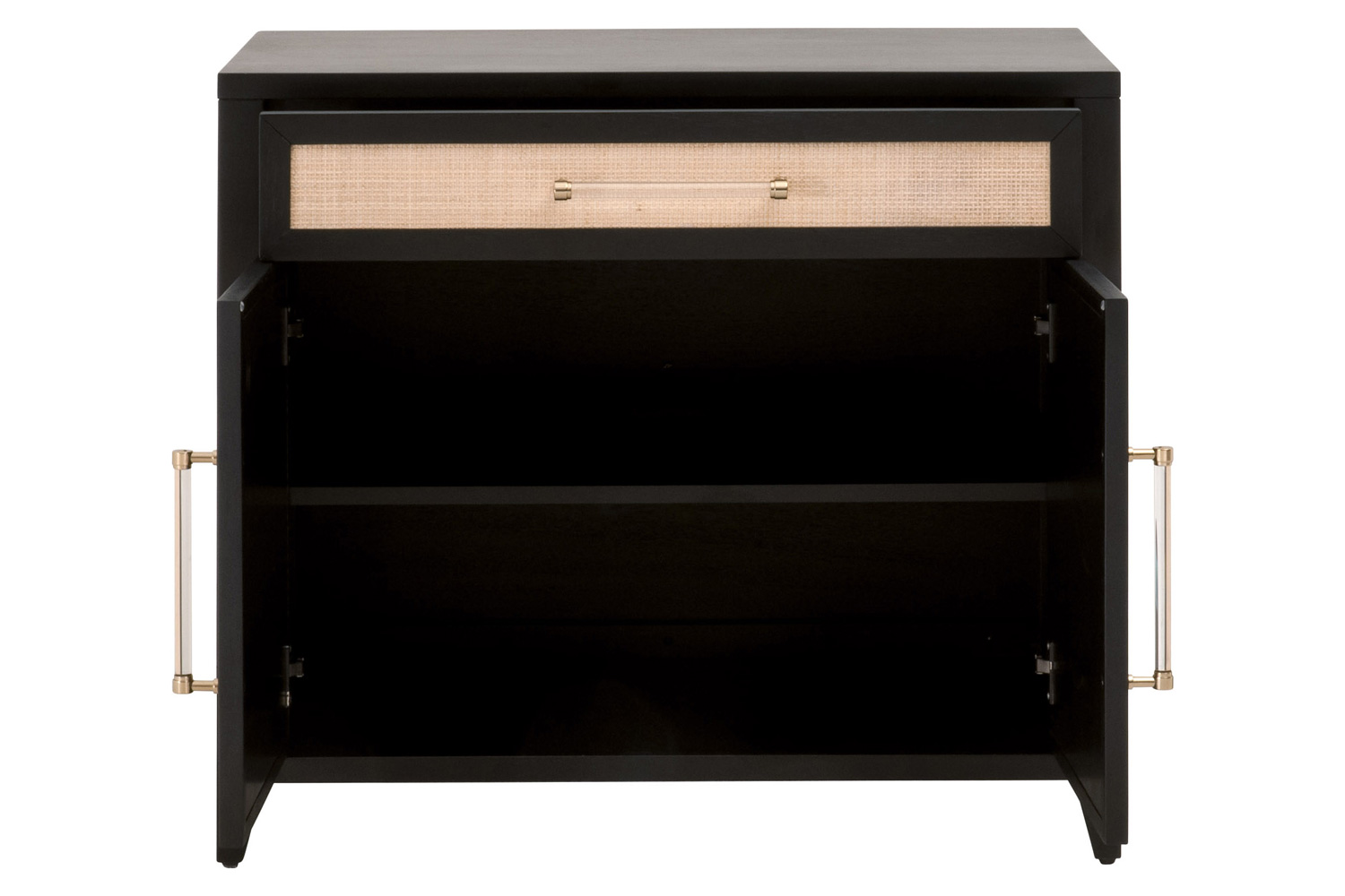 Essentials Holland Media Chest - Brushed Black Natural Rattan