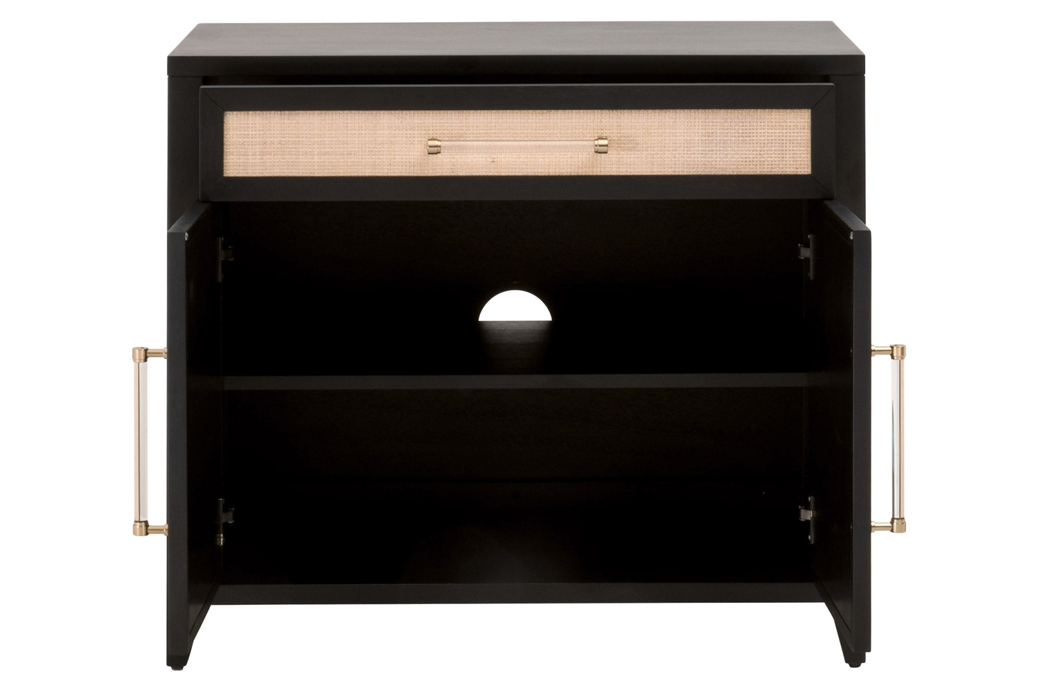 Essentials Holland Media Chest - Brushed Black Natural Rattan