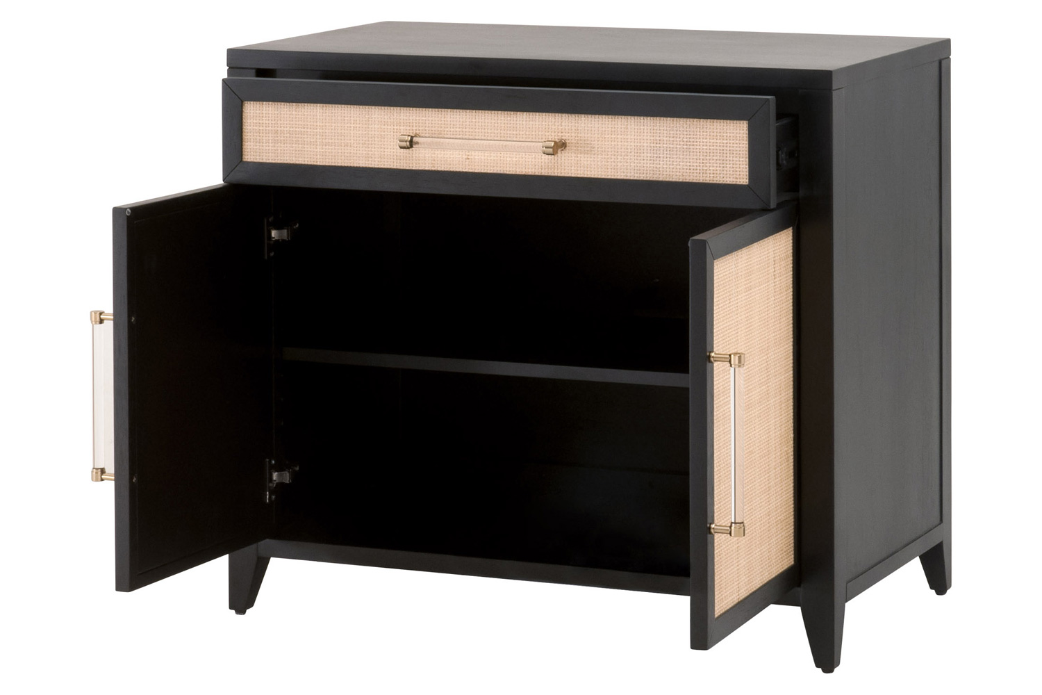 Essentials Holland Media Chest - Brushed Black Natural Rattan