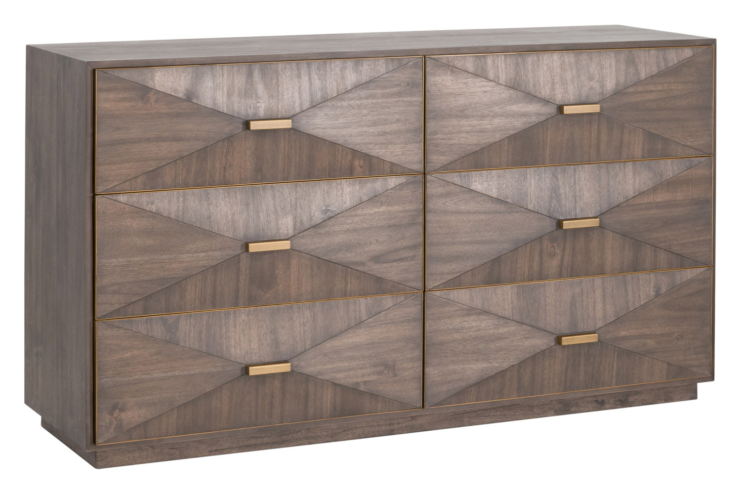 Essentials Traditions Wynn 6-Drawer Double Dresser - Burnished Brown, Brushed Gold