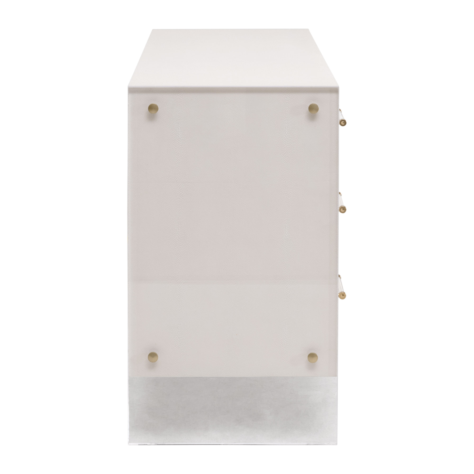 Essentials - Sonia 6-Drawer Double Dresser in Pearl Shagreen, Lucite, Brushed Brass