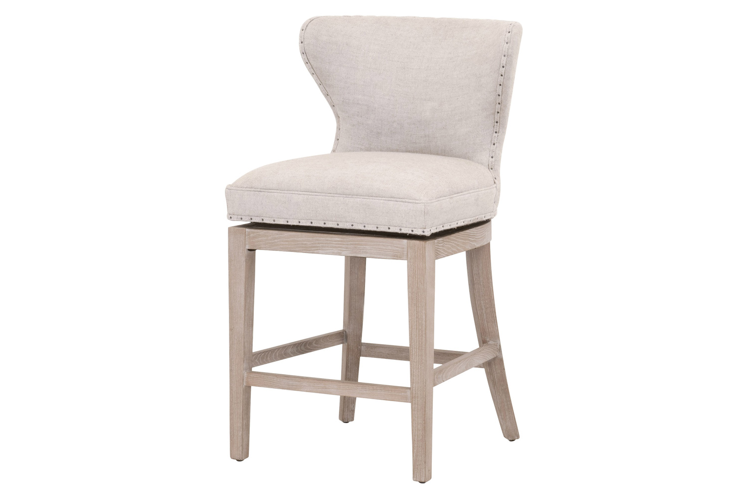 Essentials Milton Swivel Counter Stool - Bisque French Linen Natural Gray Ash