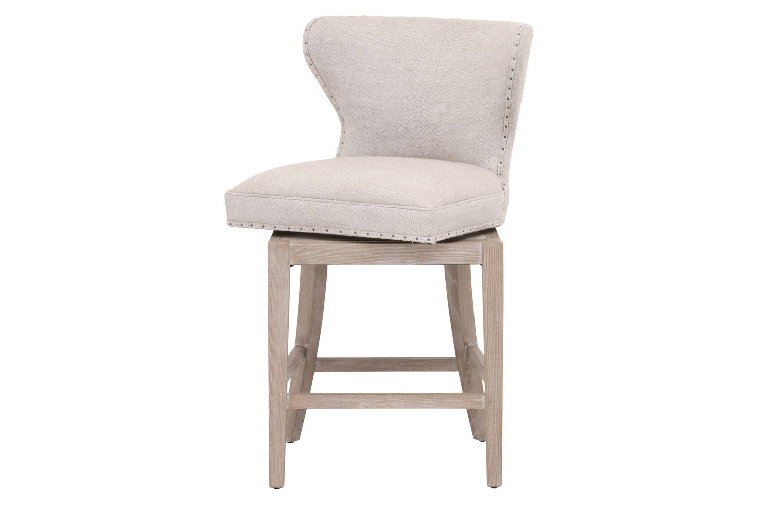 Essentials Milton Swivel Counter Stool - Bisque French Linen Natural Gray Ash