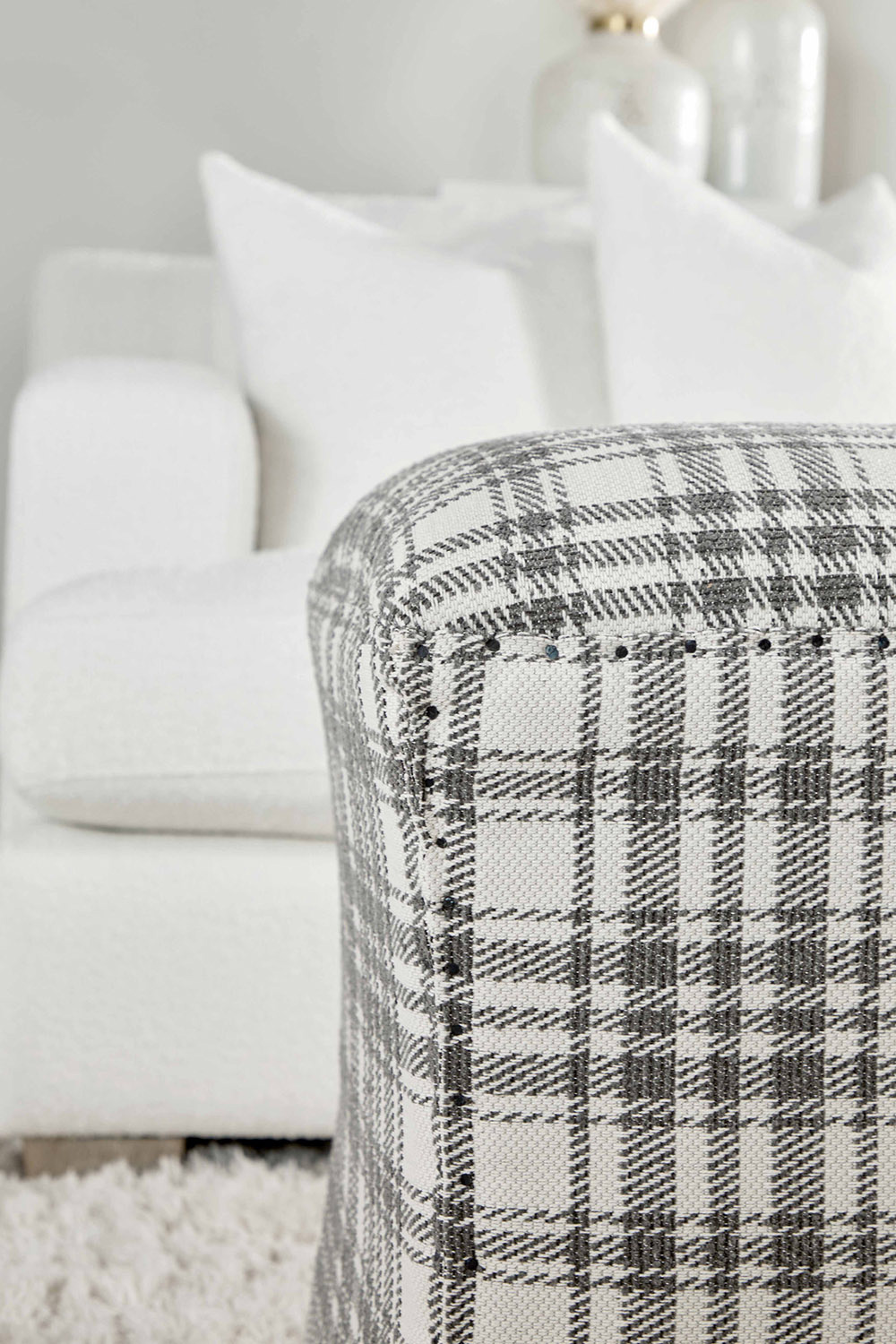 Essentials York Ottoman - Tartan Charcoal