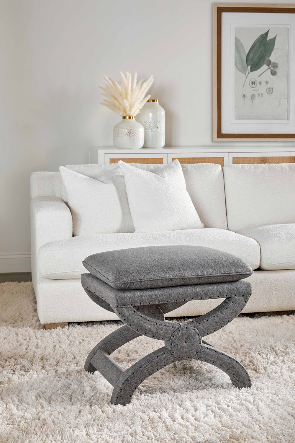 Essentials Gaston Ottoman - Earl Gray