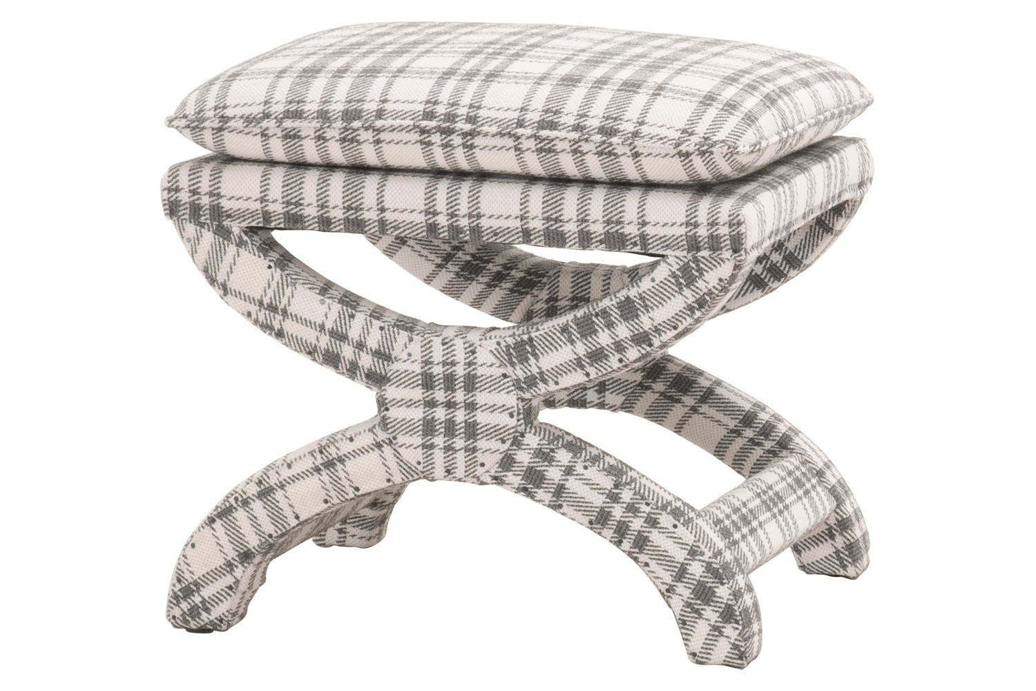 Essentials Gaston Ottoman - Tartan Charcoal