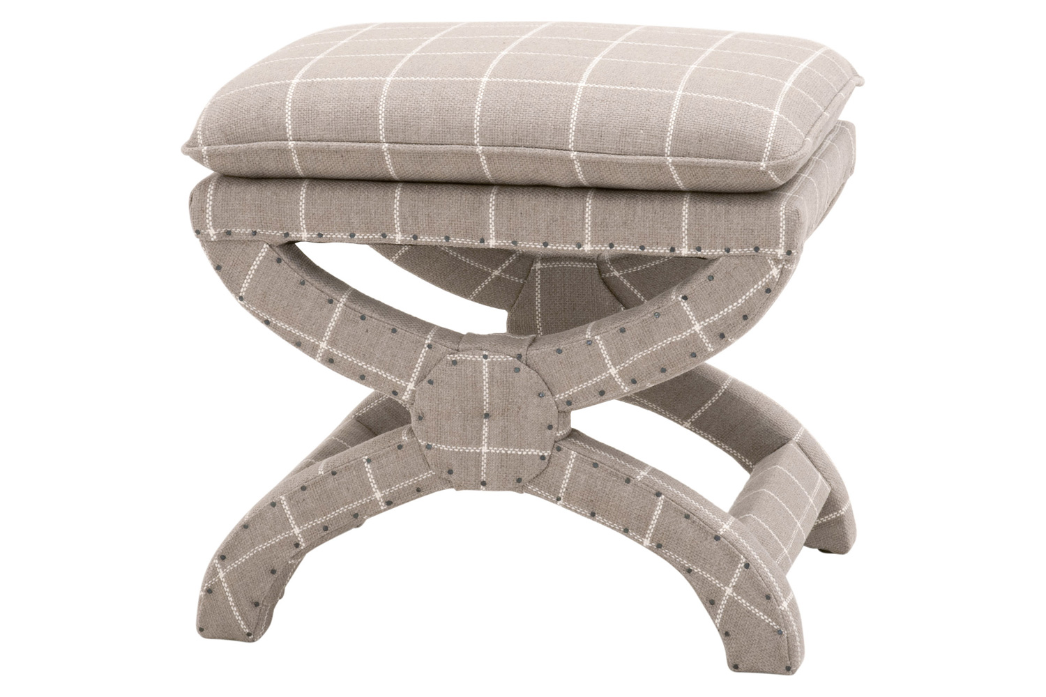 Essentials Gaston Ottoman - Windowpane Pebble