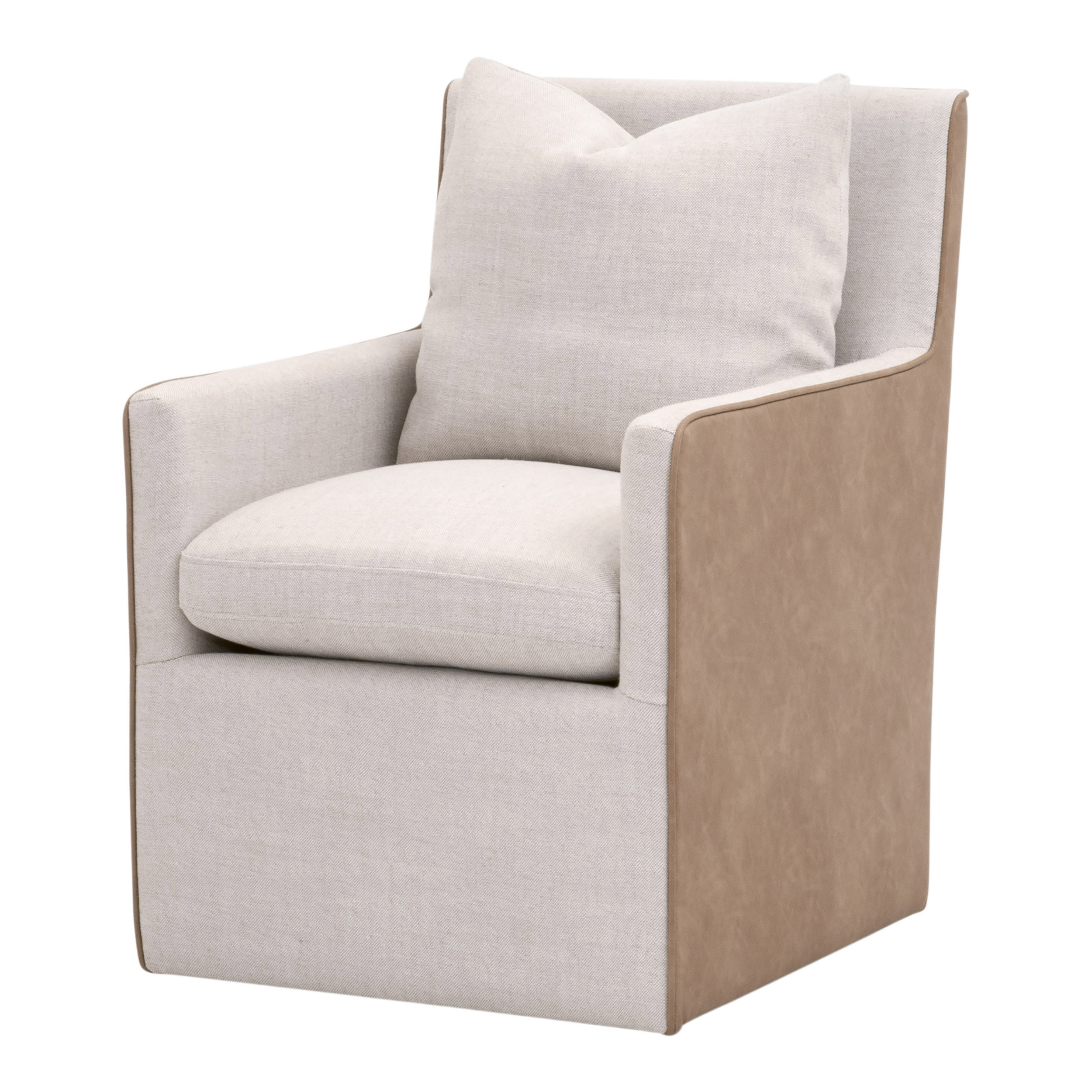 Essentials™ Harmony Arm Chair With Casters - Performance Bisque French Linen, Ivanhoe-Toast