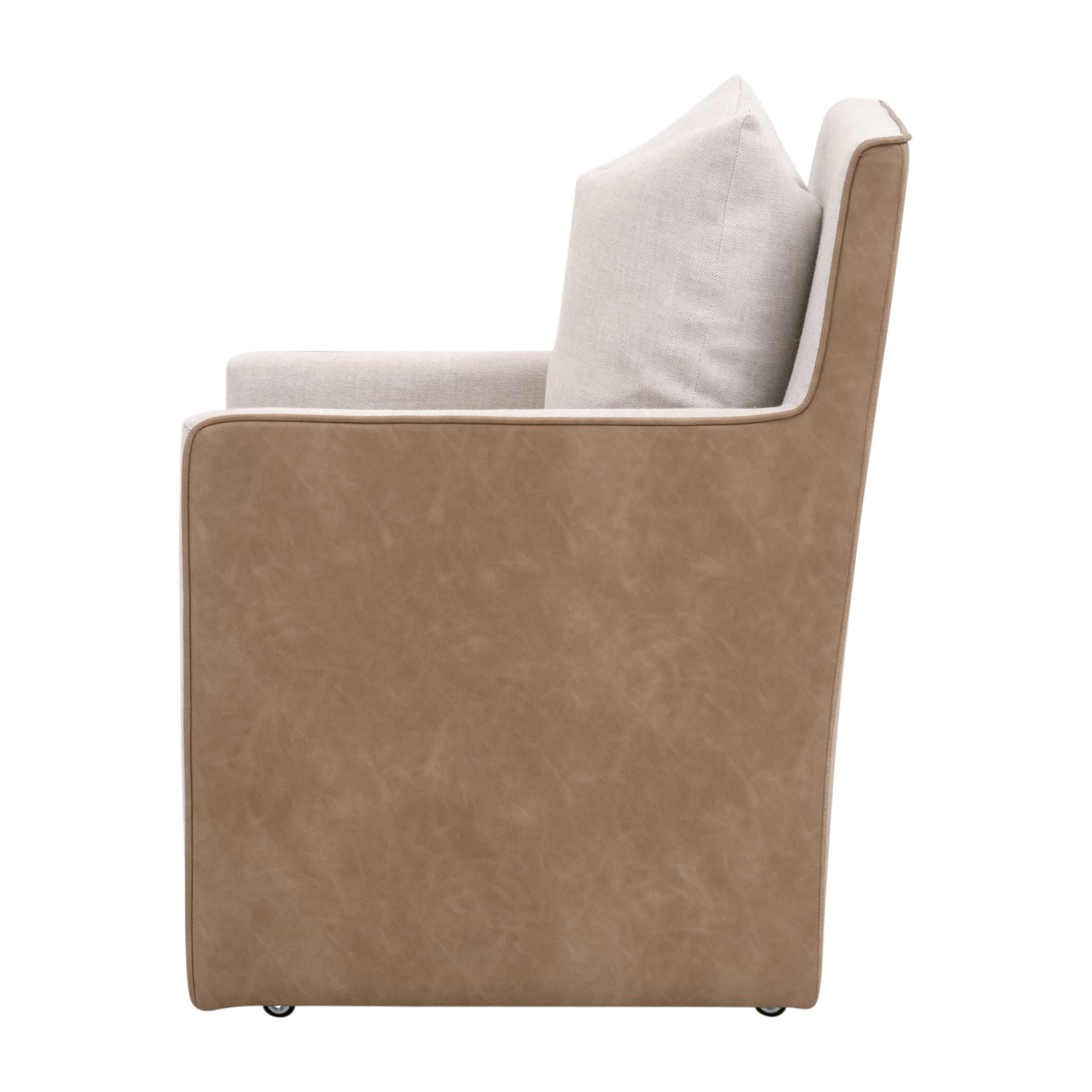 Essentials™ Harmony Arm Chair With Casters - Performance Bisque French Linen, Ivanhoe-Toast