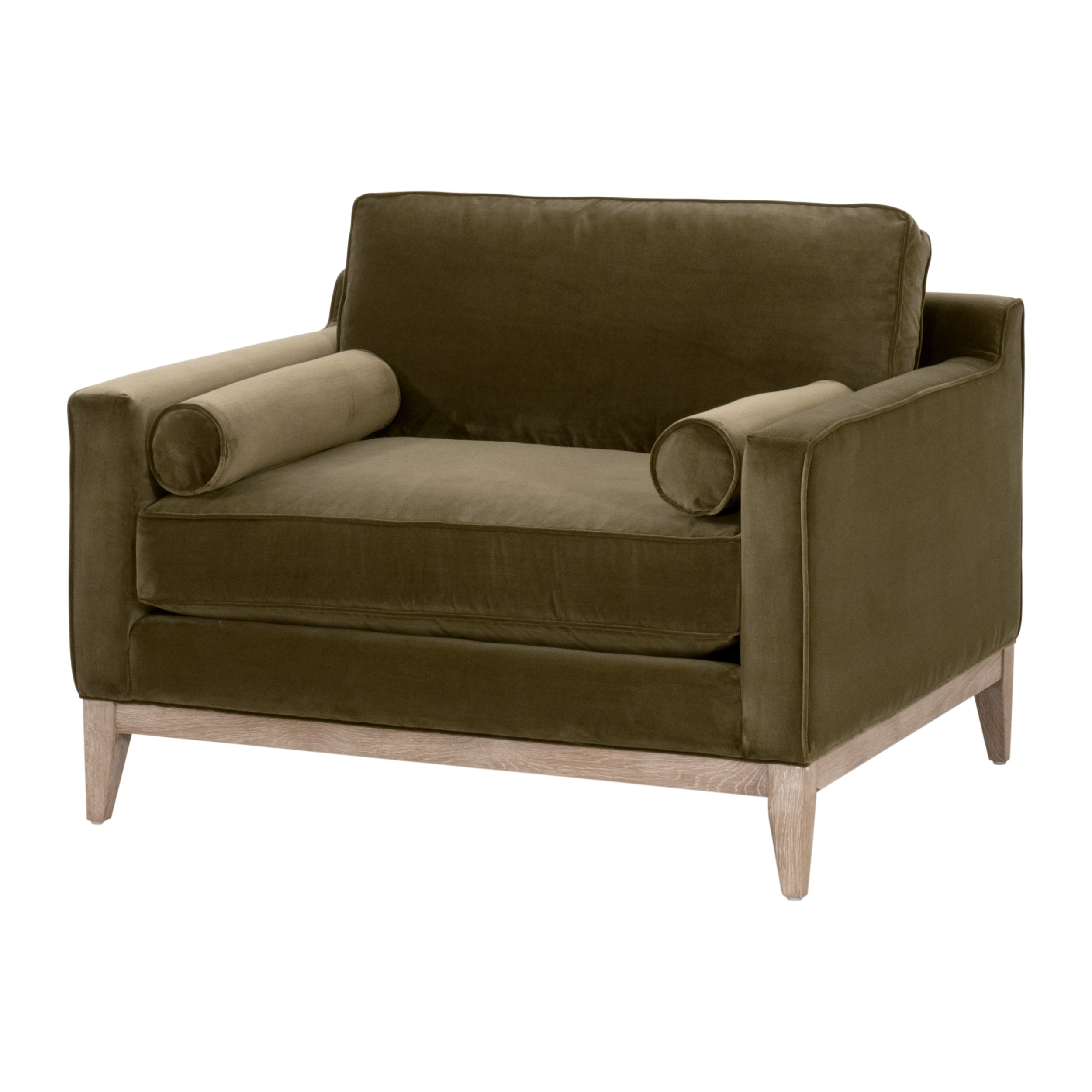 Essentials™ Parker Post Modern Sofa Chair - Olive Velvet, Natural Gray Oak