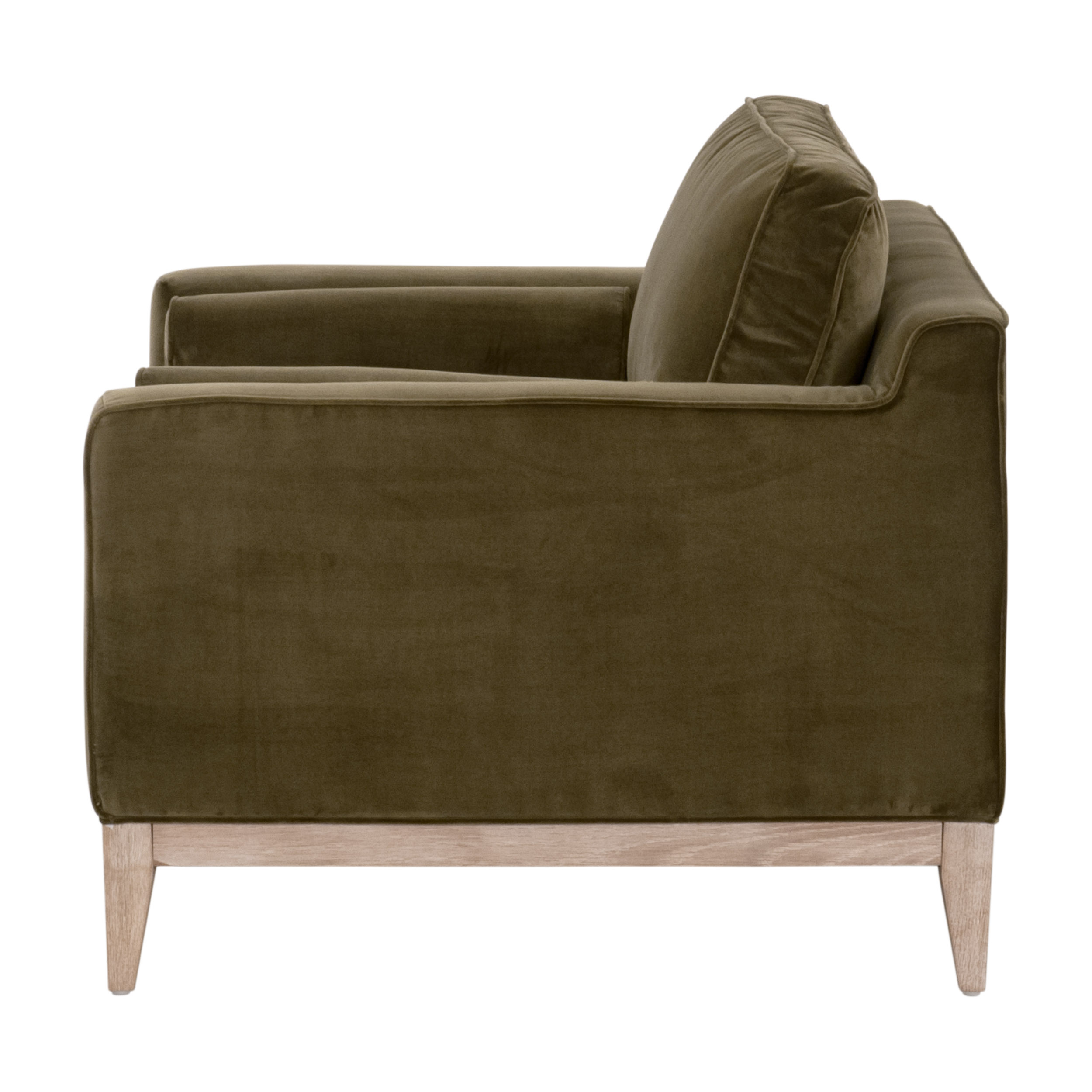 Essentials™ Parker Post Modern Sofa Chair - Olive Velvet, Natural Gray Oak