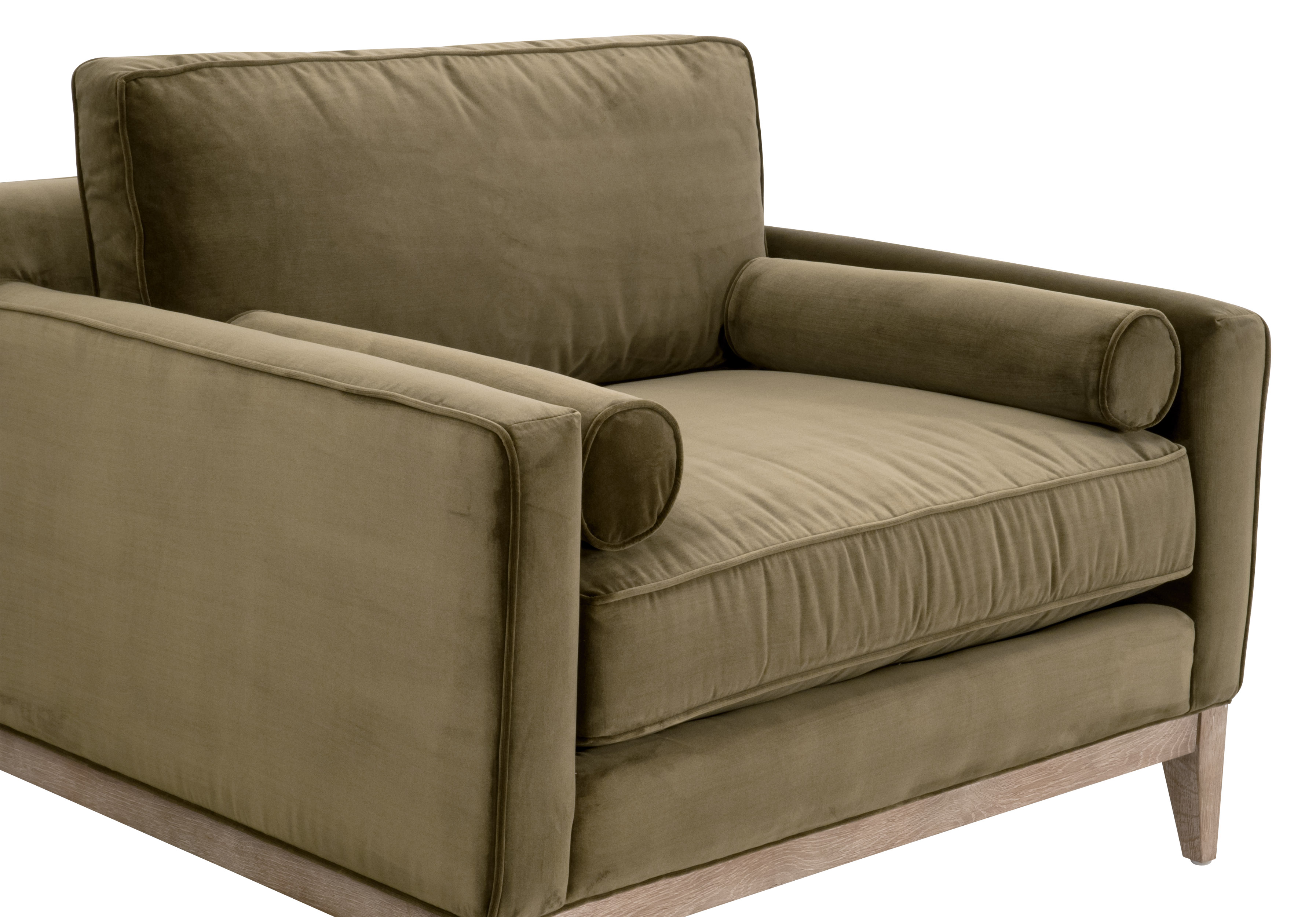 Essentials™ Parker Post Modern Sofa Chair - Olive Velvet, Natural Gray Oak