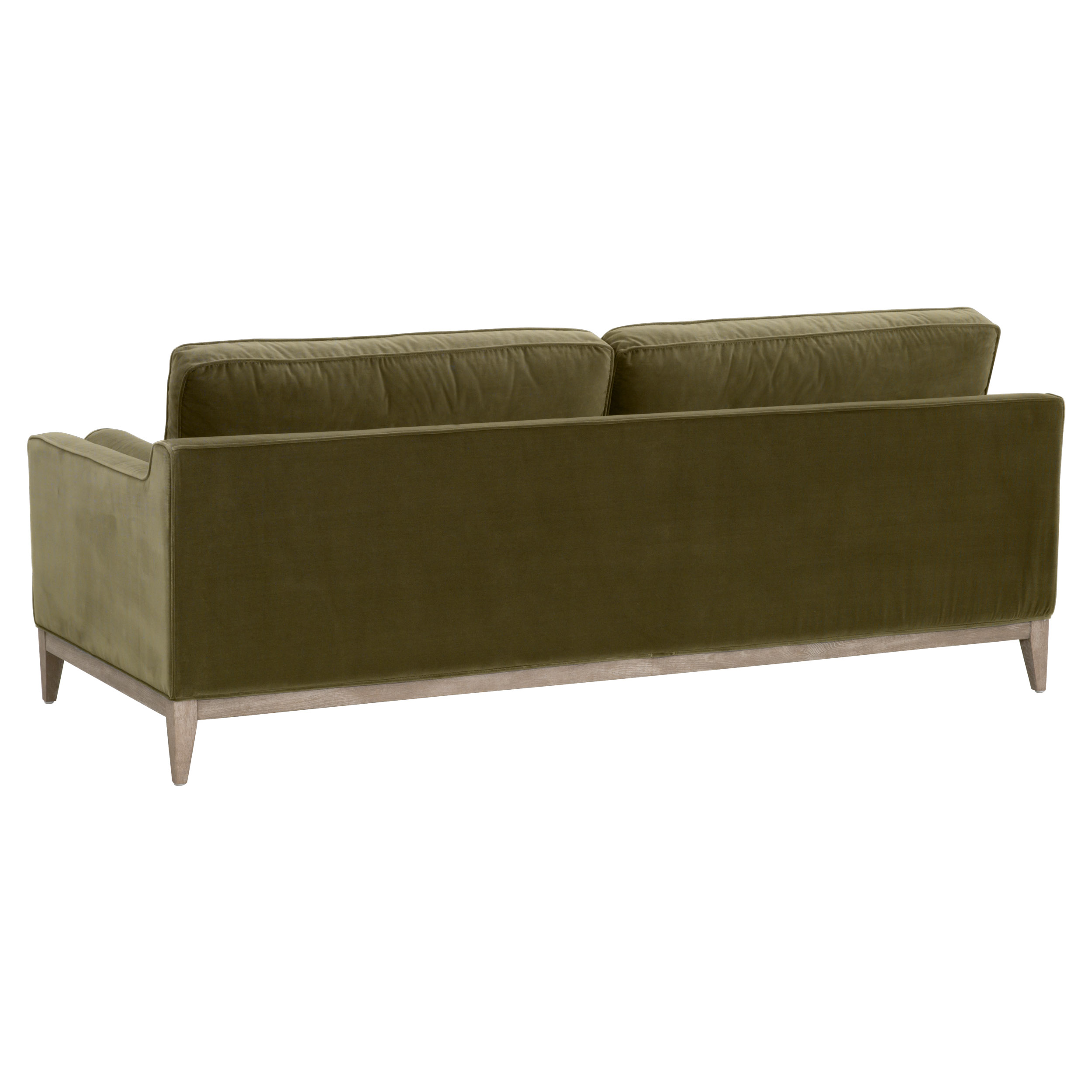 Essentials Parker 86" Post Modern Sofa - Olive Velvet, Natural Gray Oak